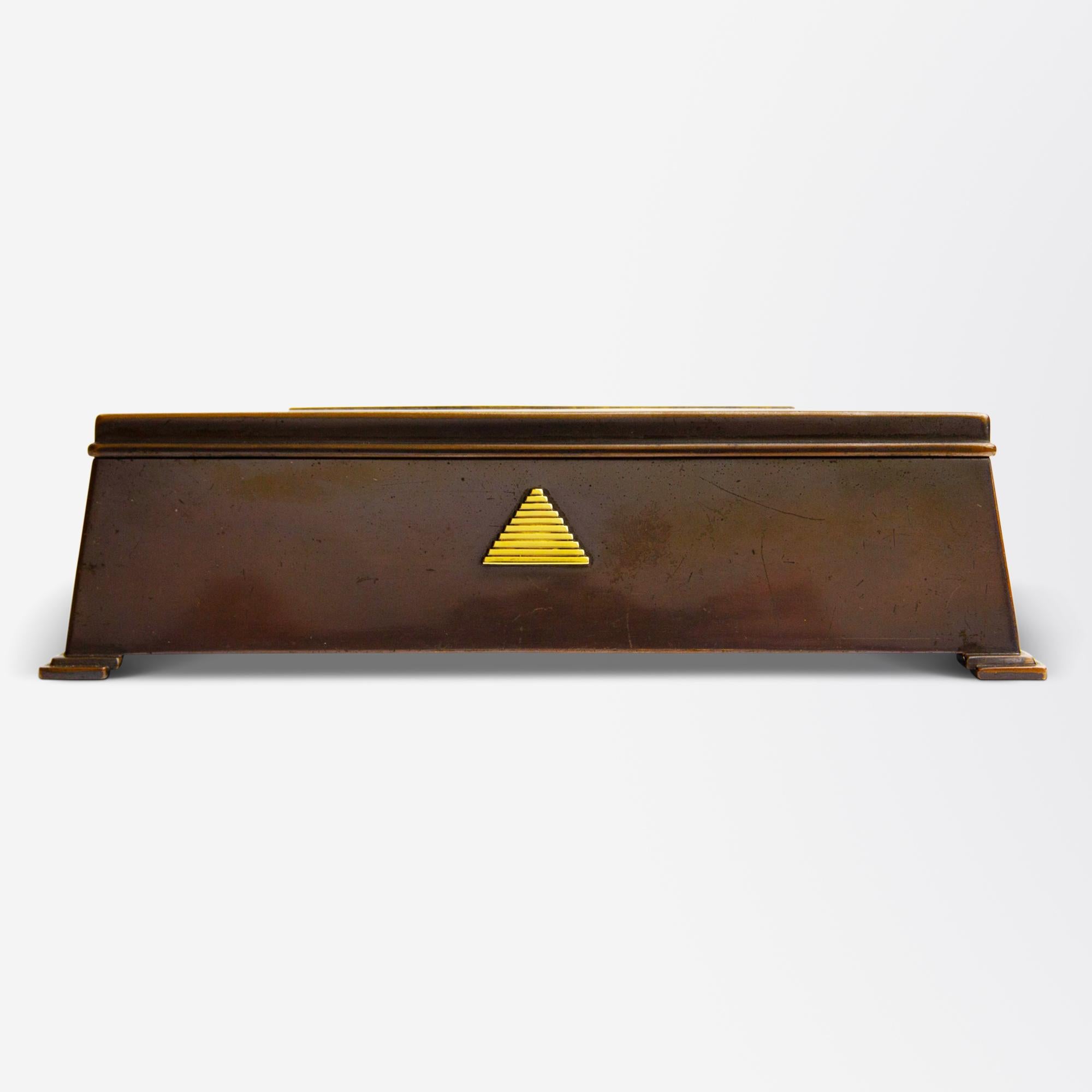 Bronze Tiffany & Company Box with 18 Karat Gold Mounts In Good Condition In Brisbane City, QLD