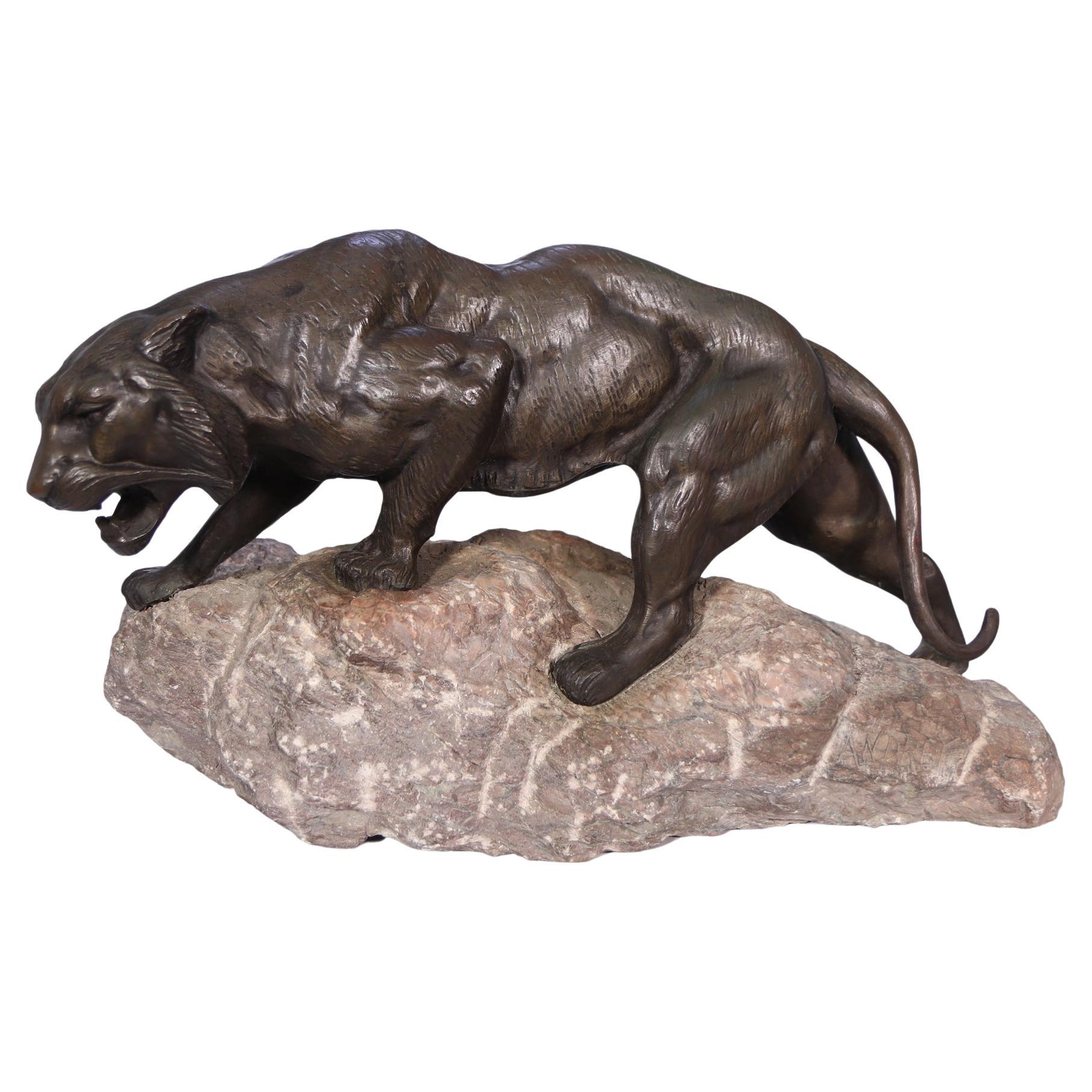 Bronze-Tiger von James Andrey, um 1920 im Angebot