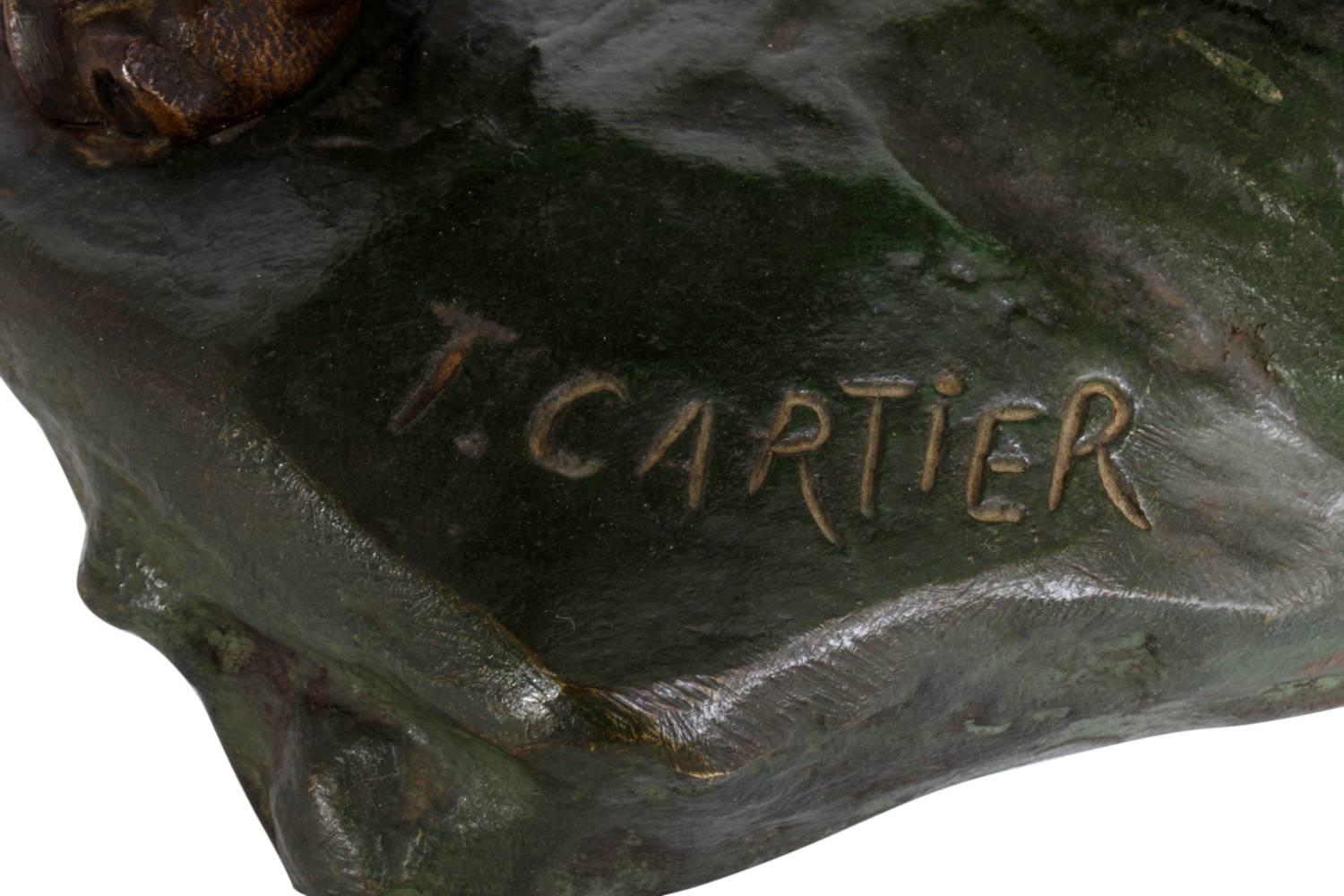Bronze tiger circa 1920 by Thomas Cartier 
A bronze sculpture of a prowling tiger by Thomas Francois Cartier (French born 1879-1943) the sculpture is in very good condition with beautiful patina
Age: 1920
Style: Sculpture
Material: