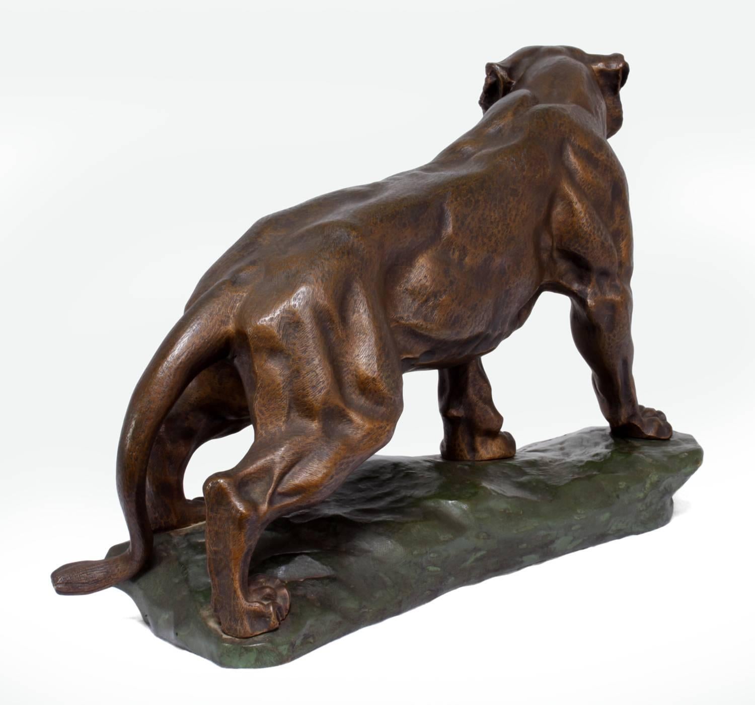Early 20th Century Bronze Tiger circa 1920 by Thomas Cartier