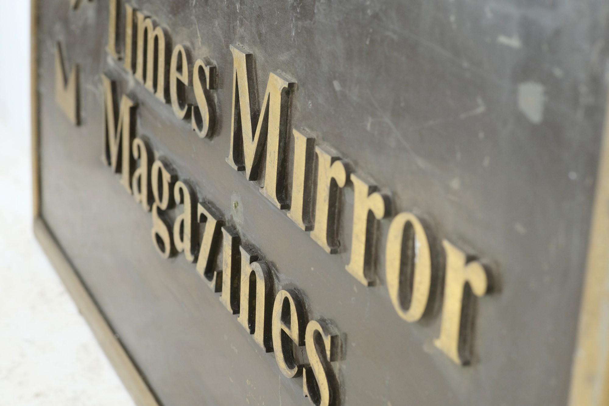 Bronze Times Mirror Magazine Plaque from New York City For Sale 1