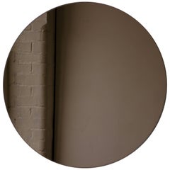 Orbis Bronze Tinted Contemporary Round Frameless Mirror Floating Effect, Large