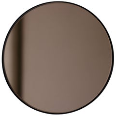 Orbis  Miroir rond moderne teinté bronze avec cadre noir, XL