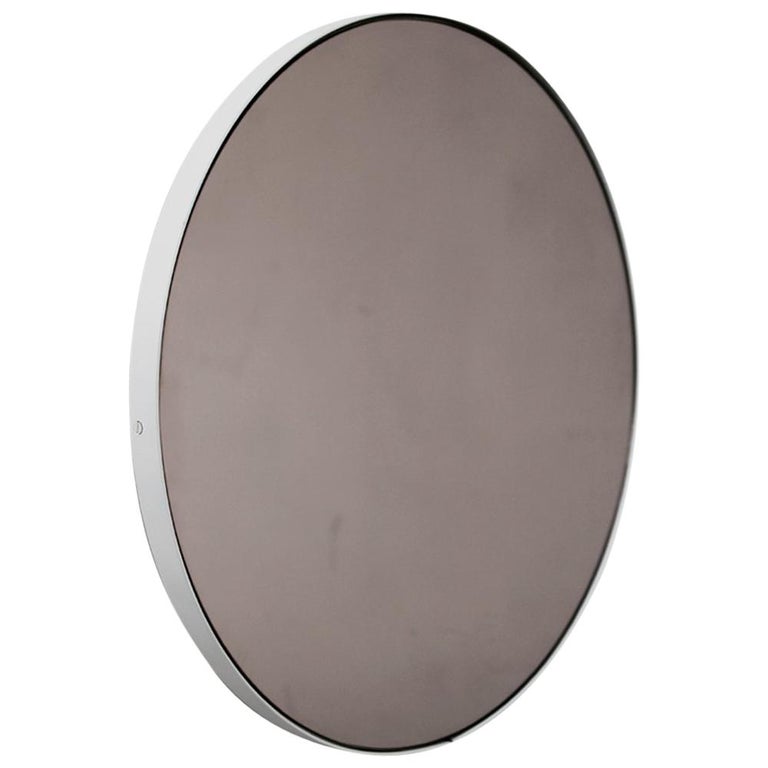 Orbis™ Round Bronze Tinted Mirror with White Frame Extra Large For