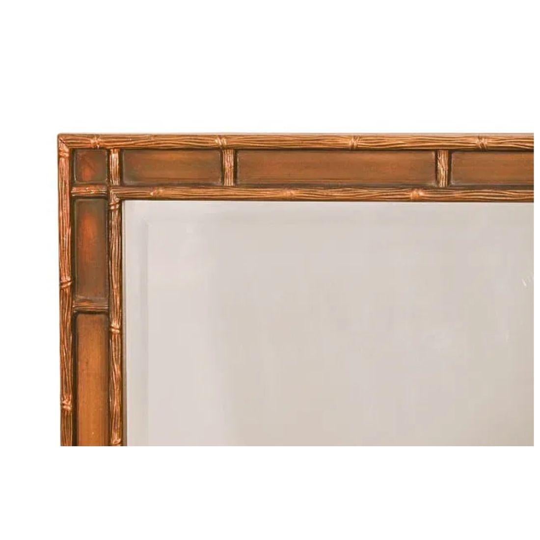 Bronze Tone Faux Bamboo Frame Mirror In Good Condition For Sale In Locust Valley, NY