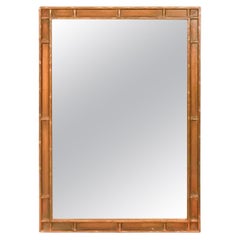 Bronze Tone Faux Bamboo Frame Mirror