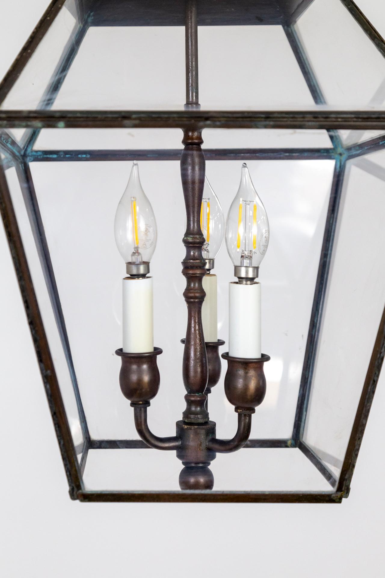Bronze-Toned 3-Light Copper Lantern For Sale 2