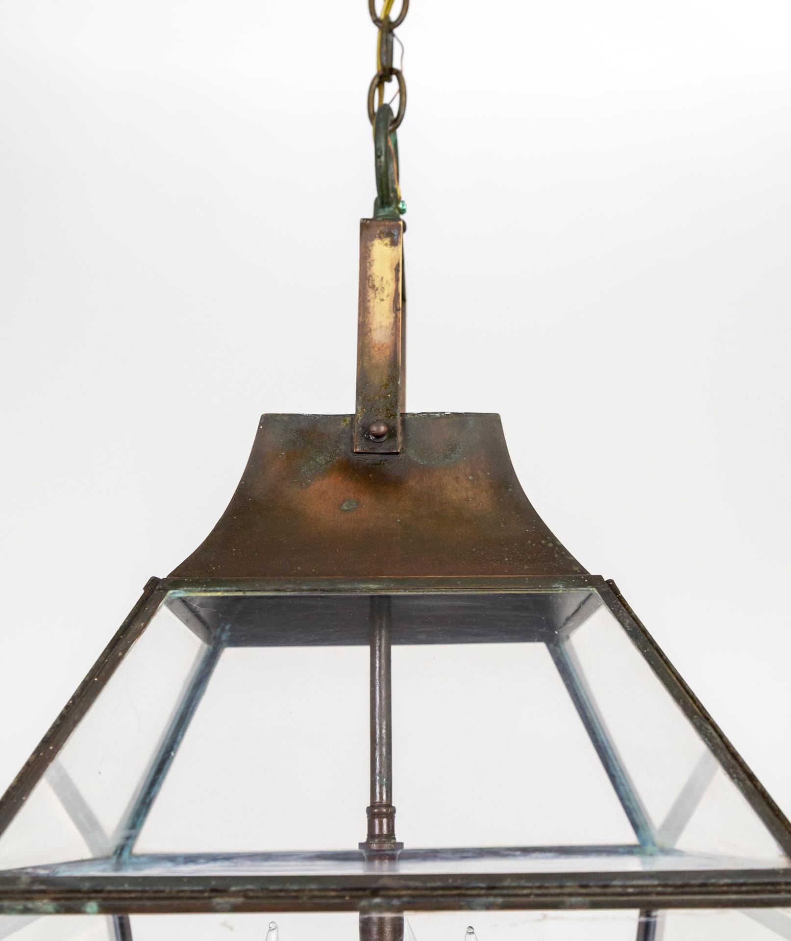 Bronze-Toned 3-Light Copper Lantern For Sale 3