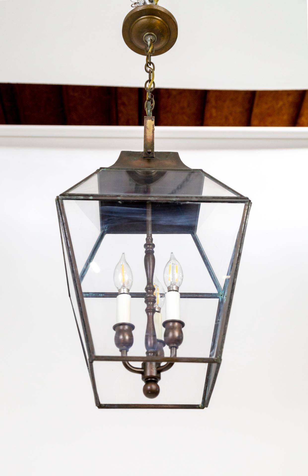 Bronze-Toned 3-Light Copper Lantern For Sale 4