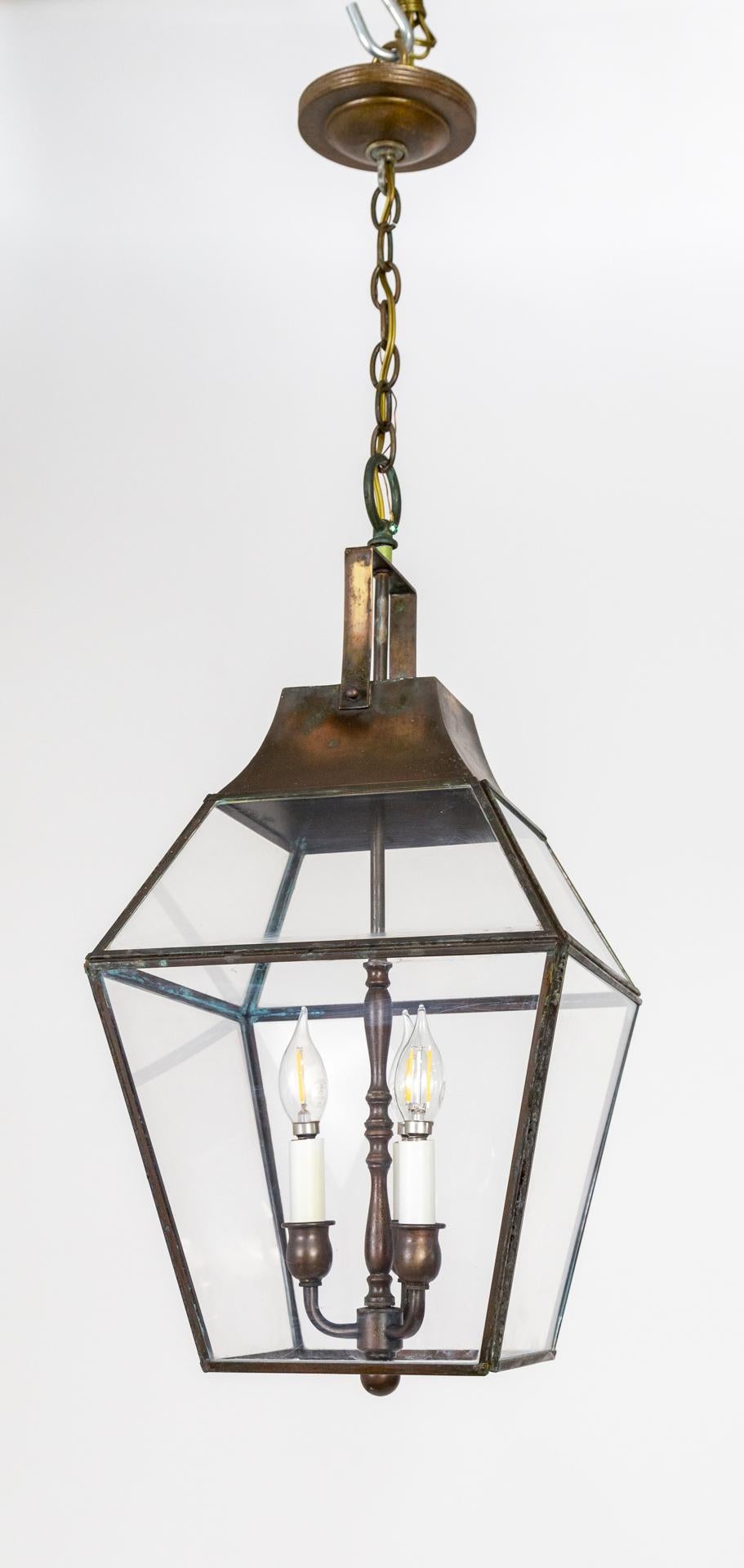 Bronze-Toned 3-Light Copper Lantern For Sale 5