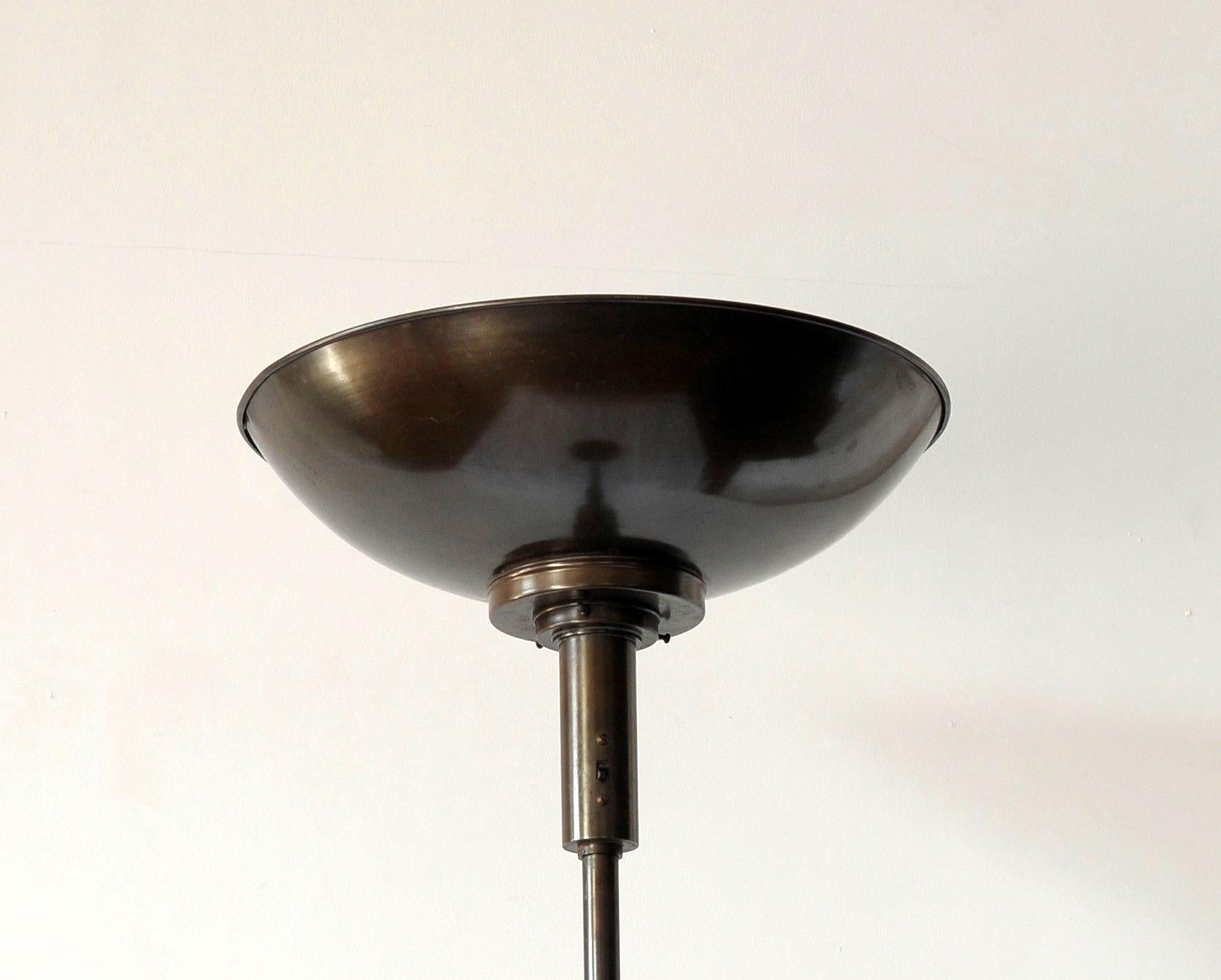 Art Deco Bronze Toned Anodized Aluminium Floor Lamp, Hungary, 1930s For Sale