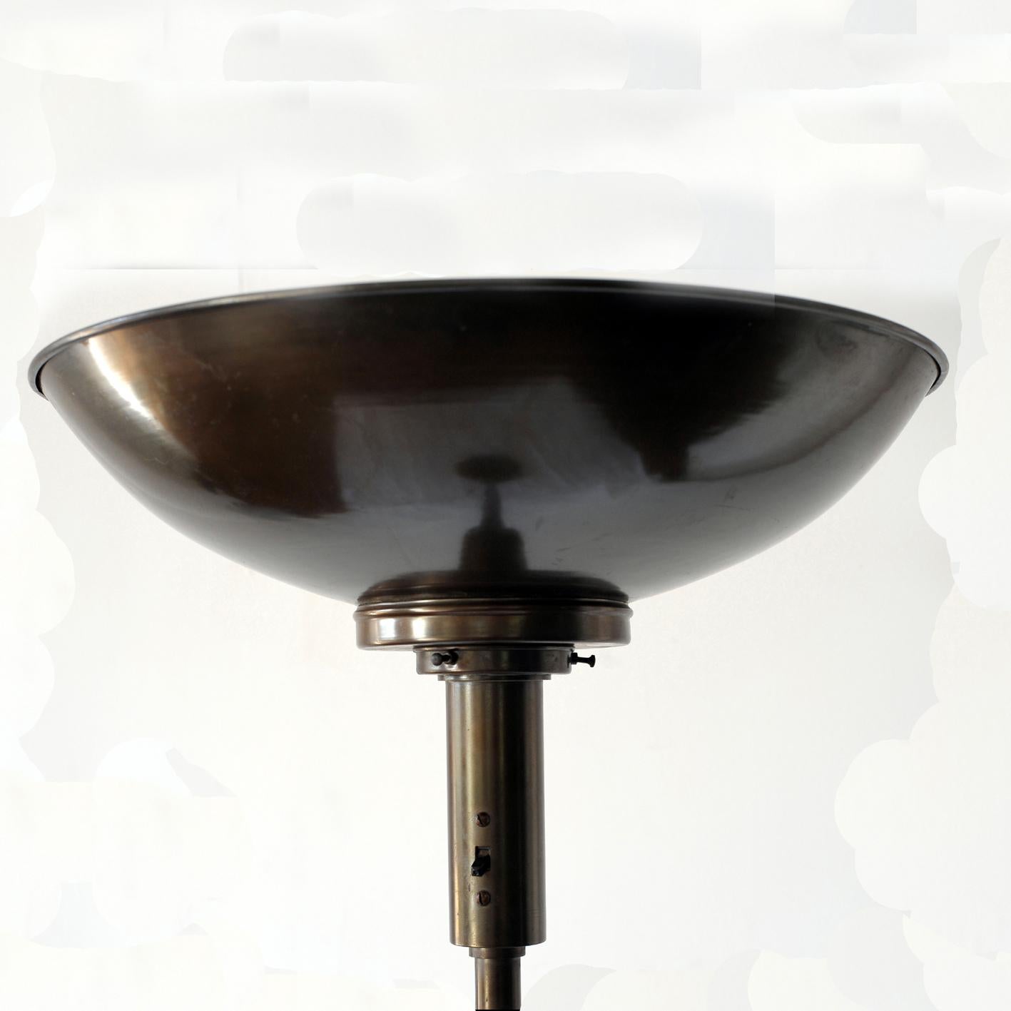 Bronze Toned Anodized Aluminium Floor Lamp, Hungary, 1930s In Good Condition For Sale In BUDAPEST, HU