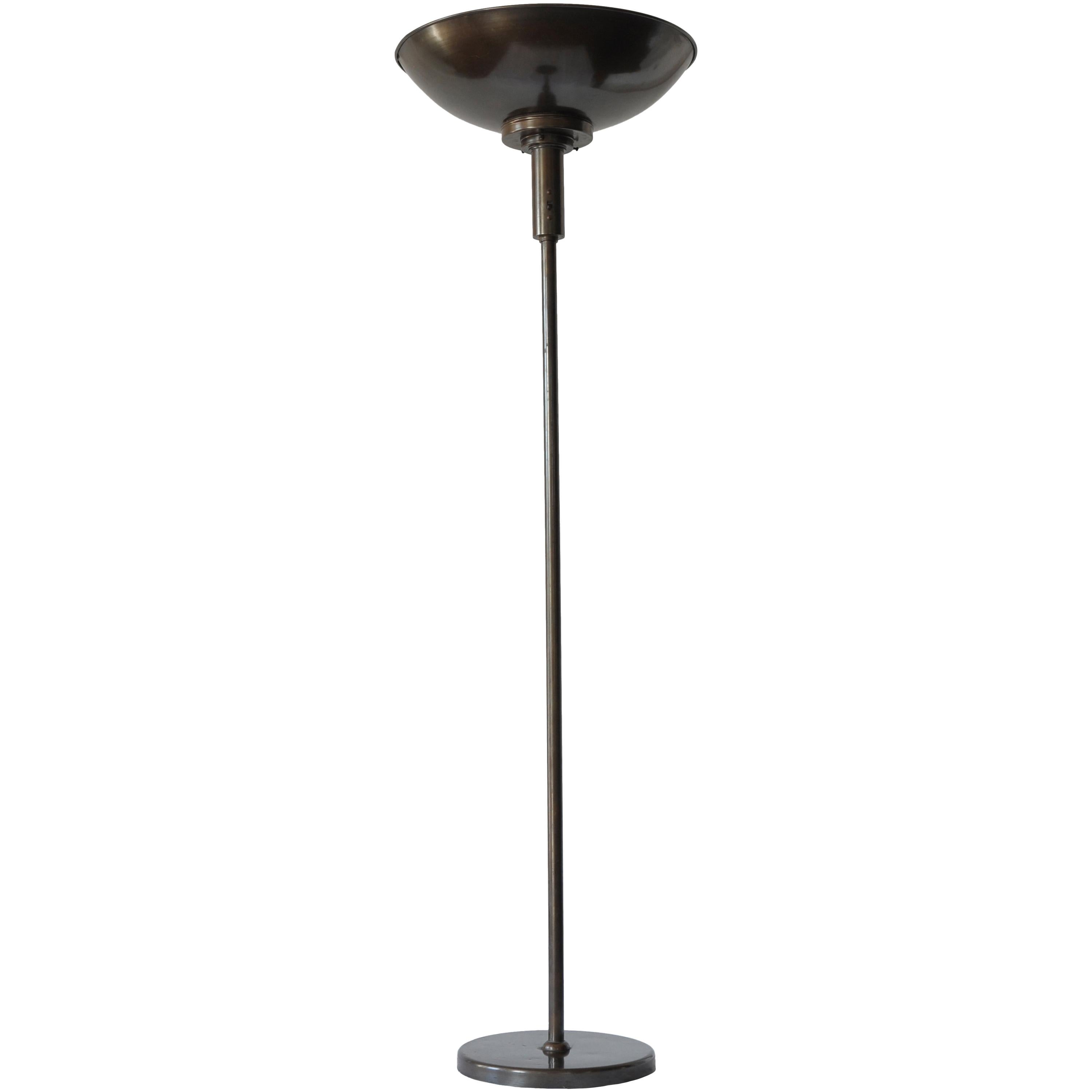 Bronze Toned Anodized Aluminium Floor Lamp, Hungary, 1930s For Sale