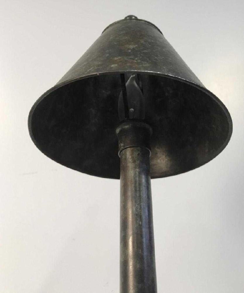 20th Century Bronze Toned Candlestick Style Metal Lamp For Sale