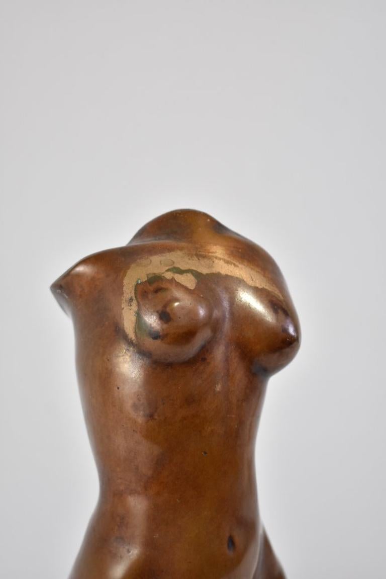 Bronze Torso Sculpture with Black Wooden Base 1
