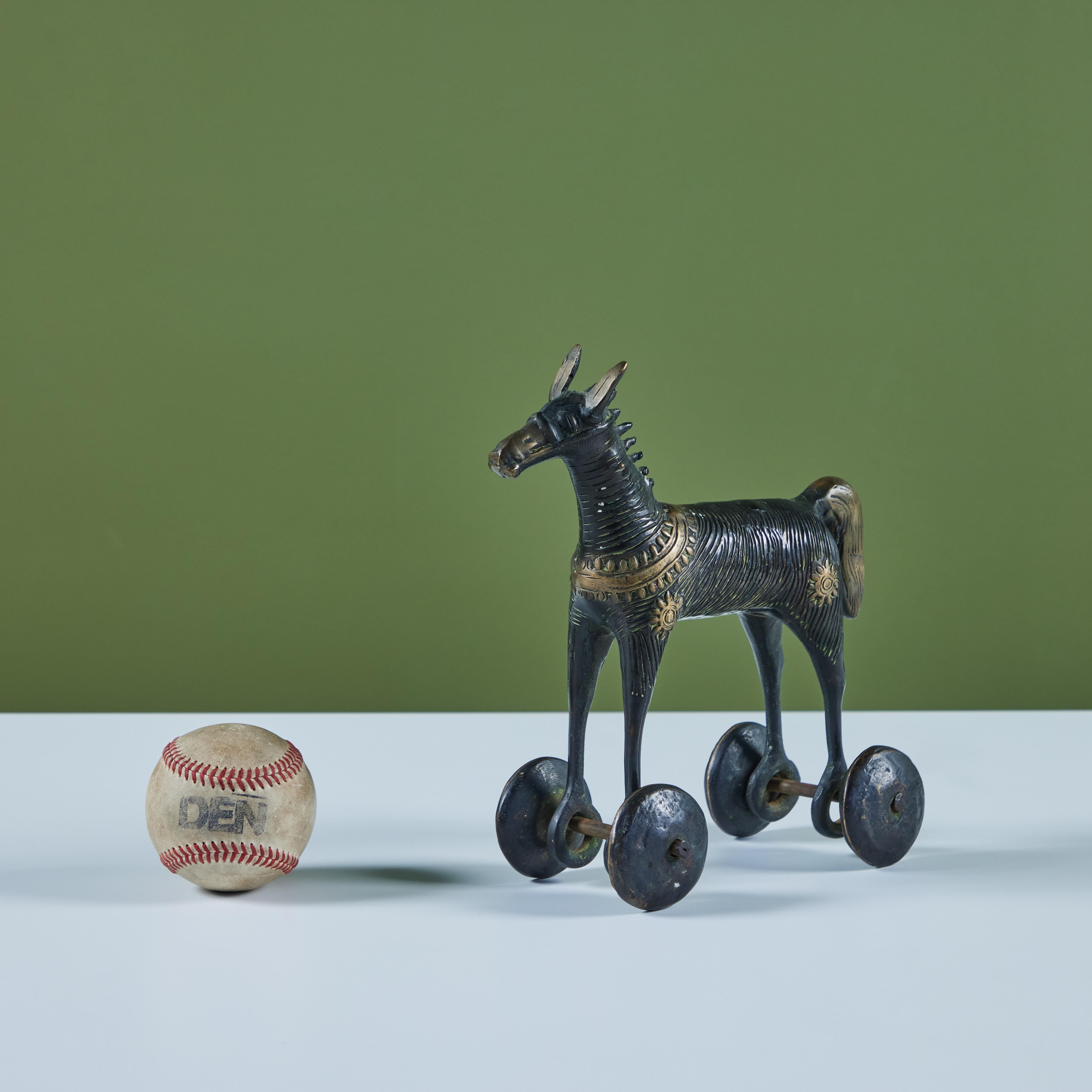 Folk Art Bronze Toy Horse For Sale