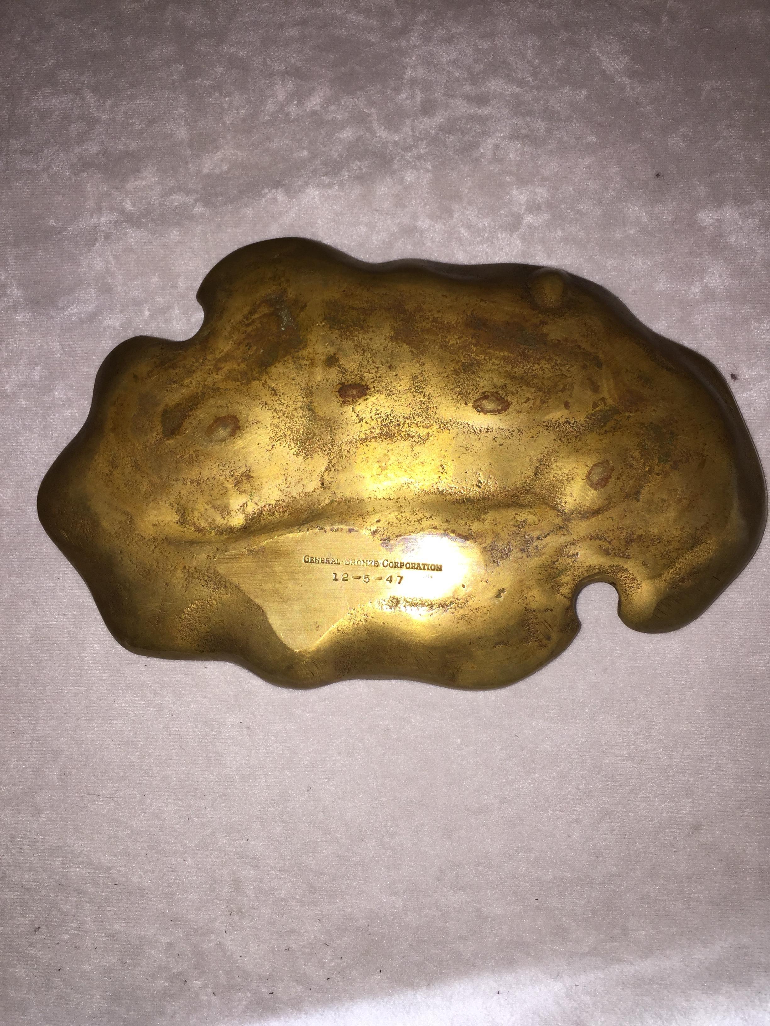 Other Bronze Tray or Vide-Poche, with Embossed Tiger, Signed and Dated For Sale
