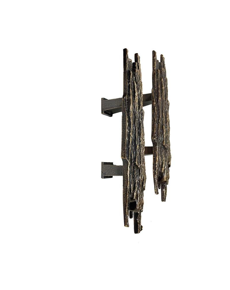 Bronze Tree bark design push and pull door handles, 1970s

Solid bronze door handles by MEKO, Germany 1970s. 
Two  door handles with a scene of Tree bark. Labeled with the brand MEKO Modell, Handarbeit (hand made) , Bronze. 
The measurement is 27,7