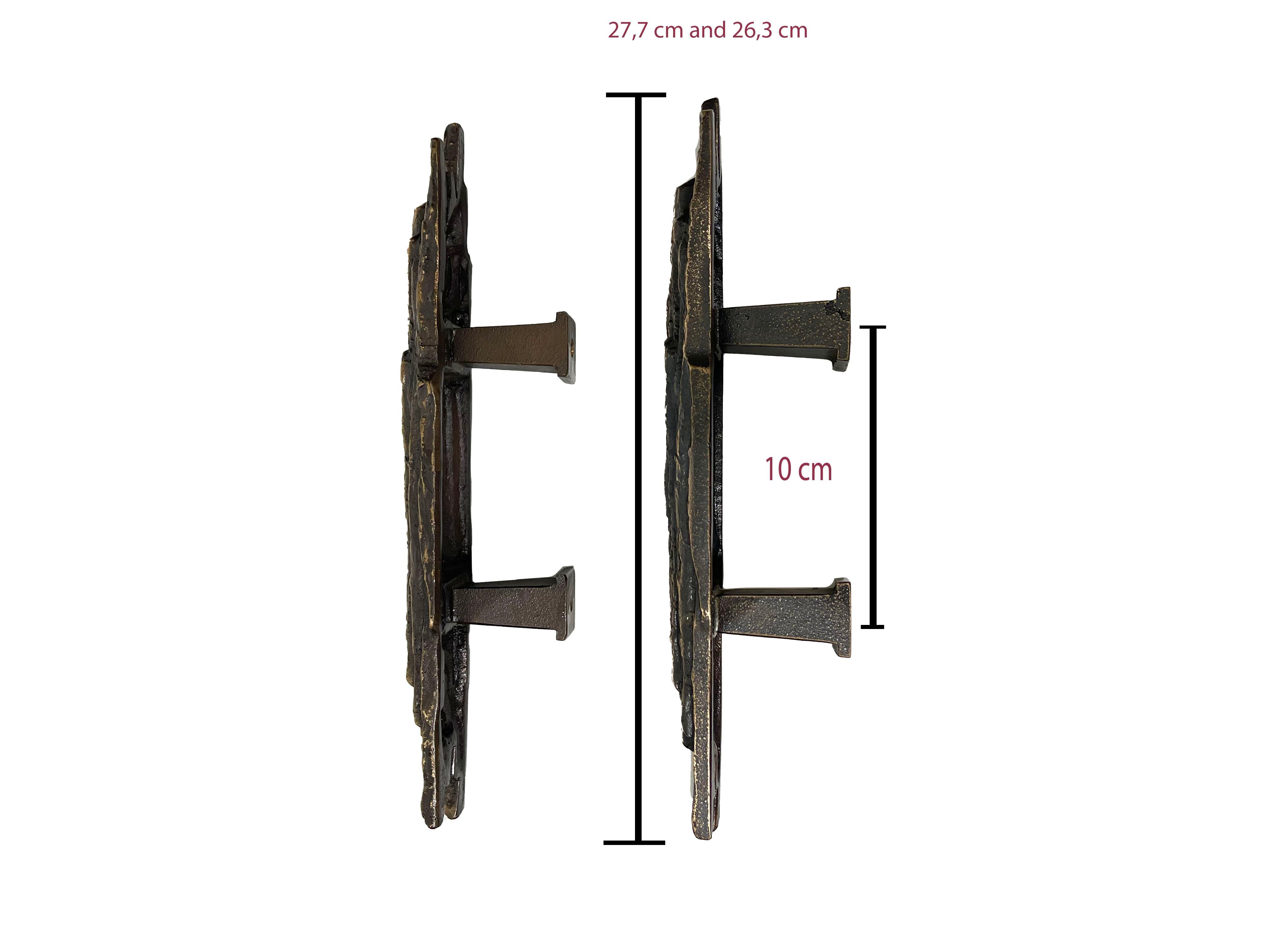 German Bronze Tree bark design push and pull door handles, 1970s For Sale