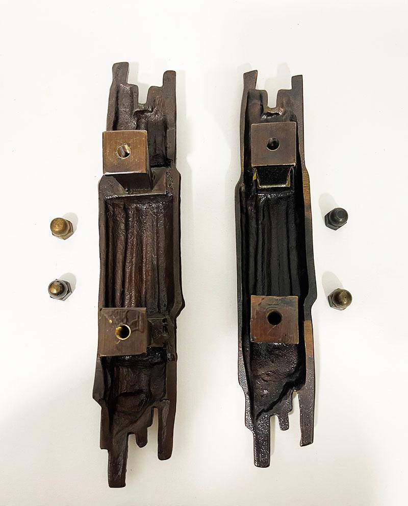 20th Century Bronze Tree bark design push and pull door handles, 1970s For Sale