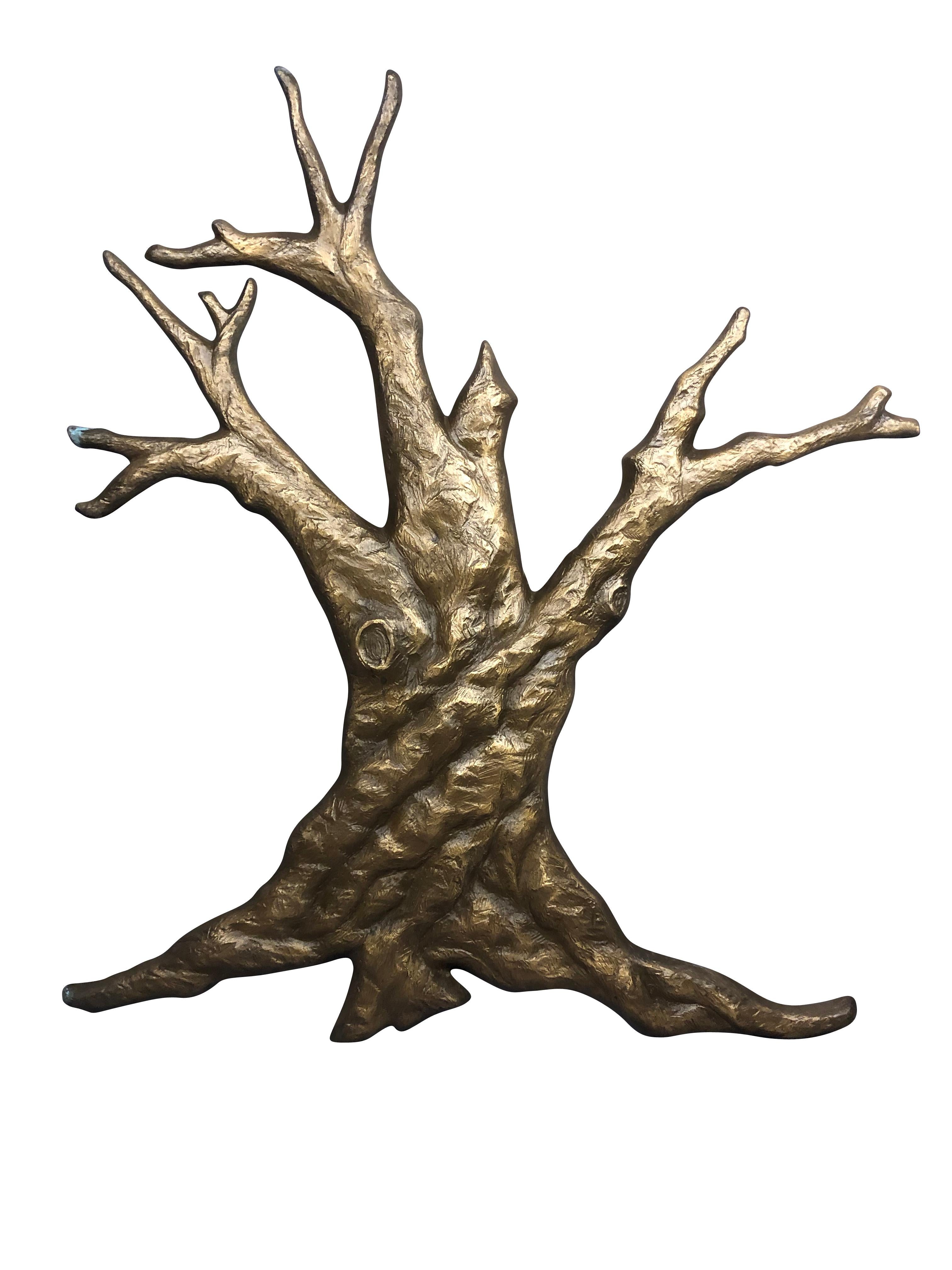 Bronze Tree Midcentury Garden Wall Sculpture In Good Condition For Sale In Essex, MA
