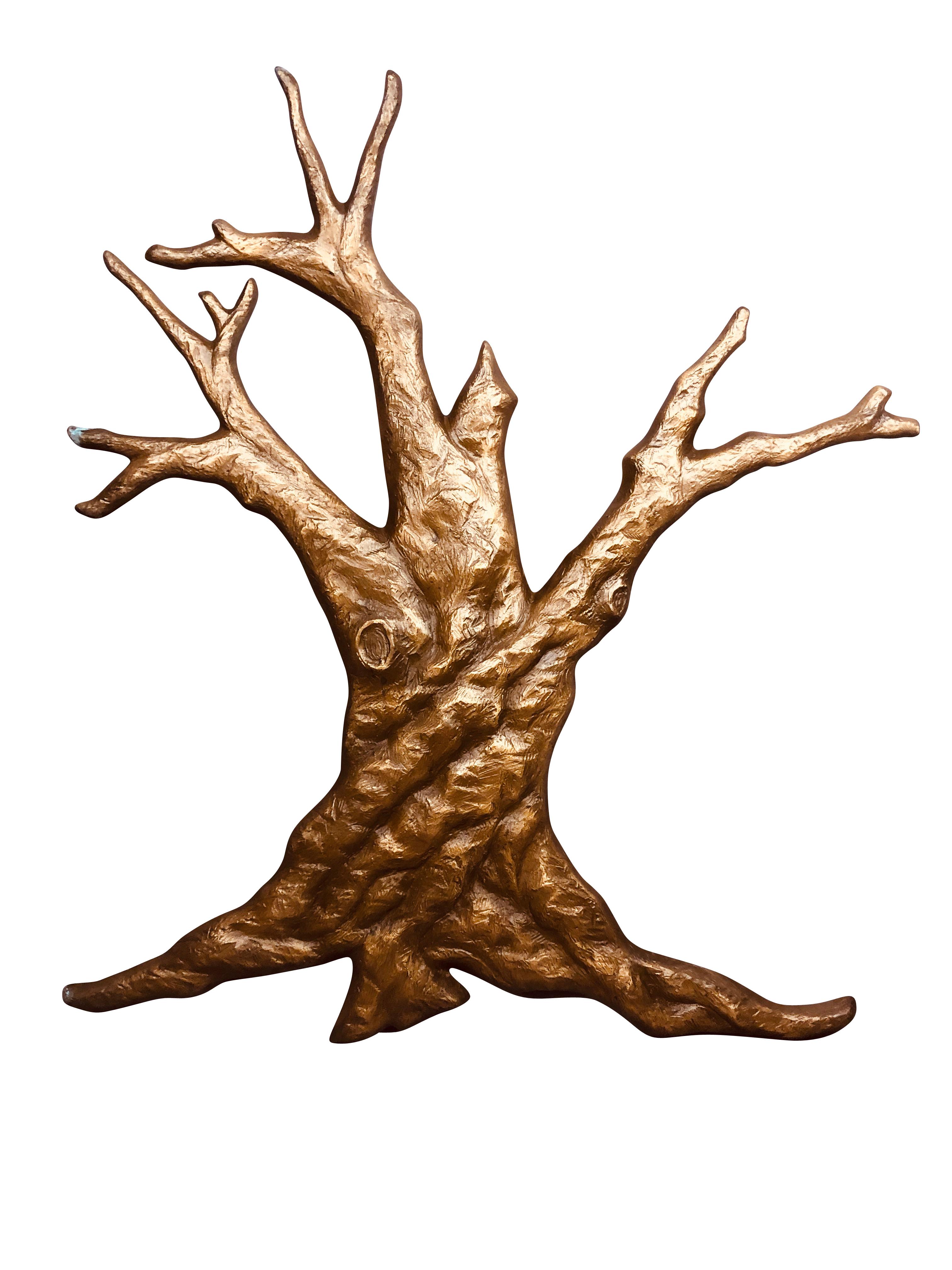 Early 20th Century Brutalist Bronze Tree Midcentury Wall Sculpture For Sale