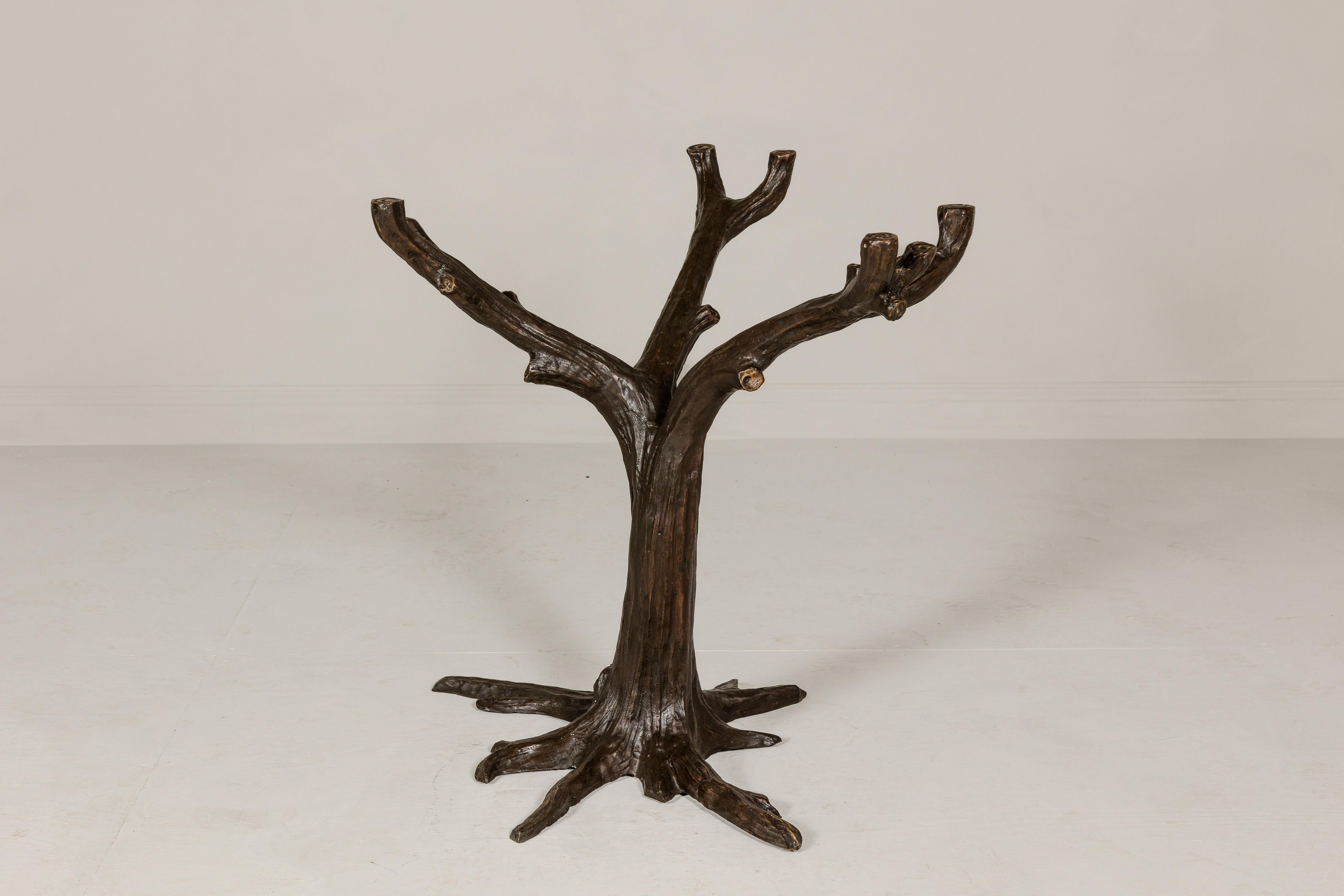 Bronze Tree Table Base with Rich Dark Brown Patina, Glass Top not Included  For Sale 4
