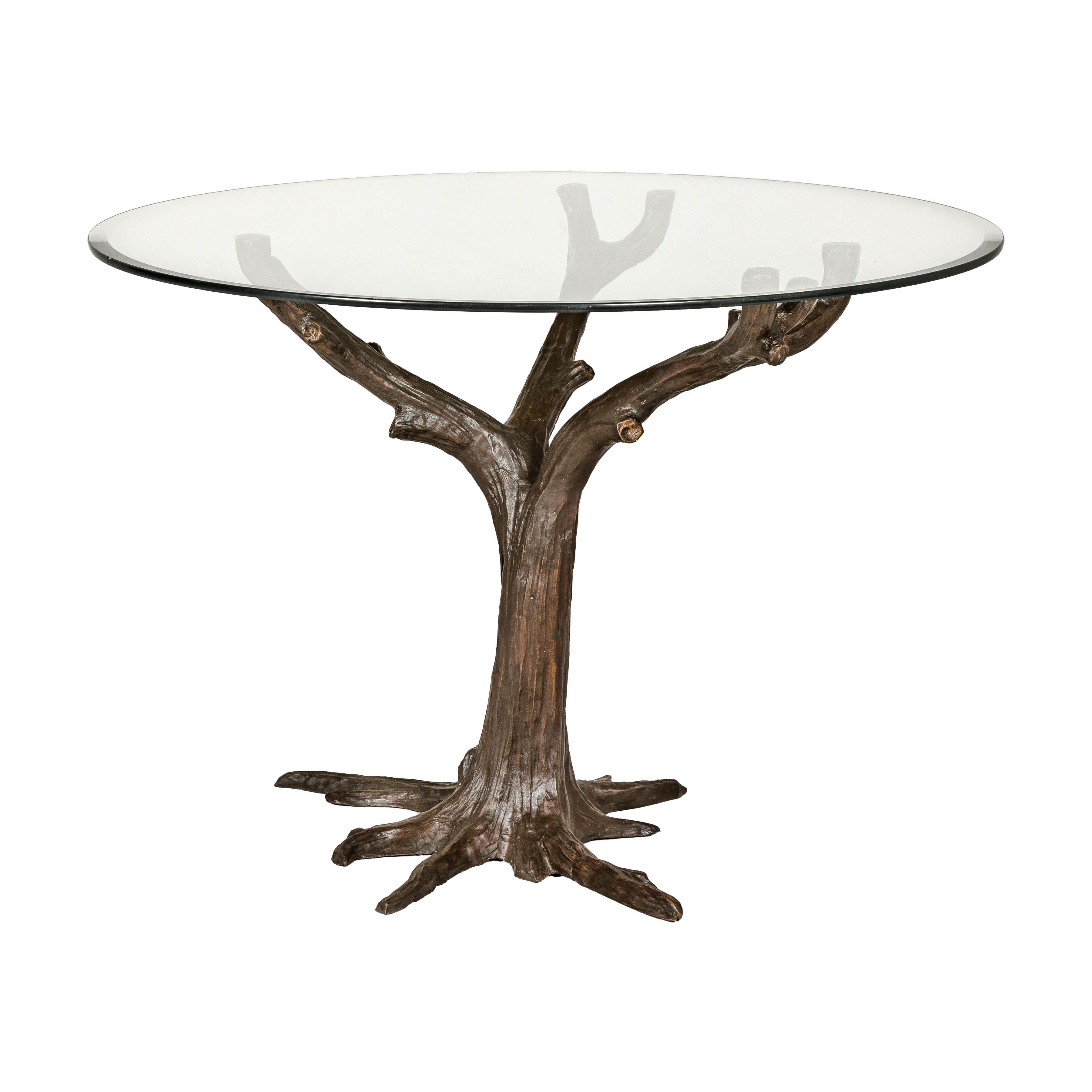 Base de table en bronze avec patine riche en Brown foncé, plateau en verre non inclus  en vente 6