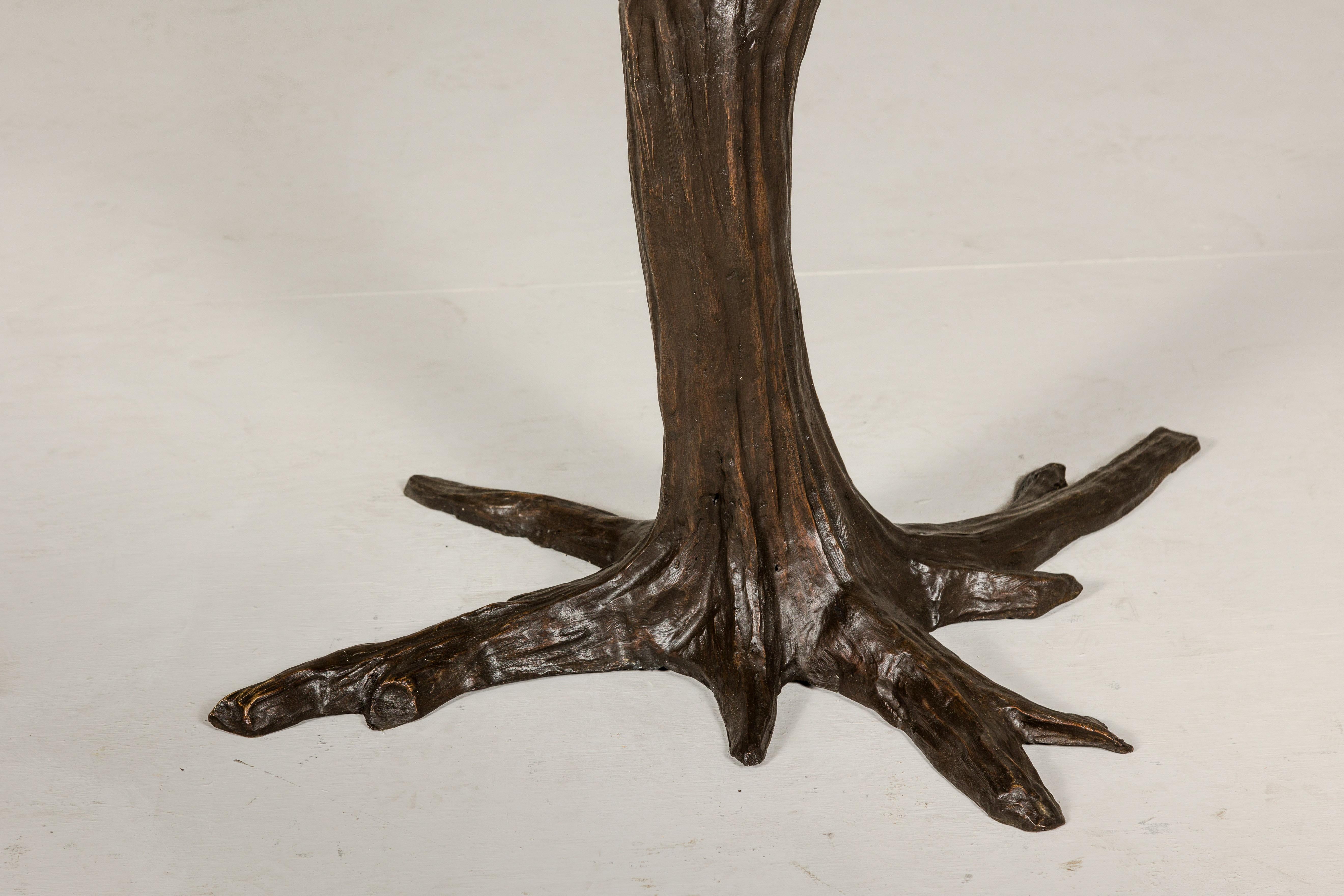 Bronze Tree Table Base with Rich Dark Brown Patina, Glass Top not Included  In New Condition For Sale In Yonkers, NY