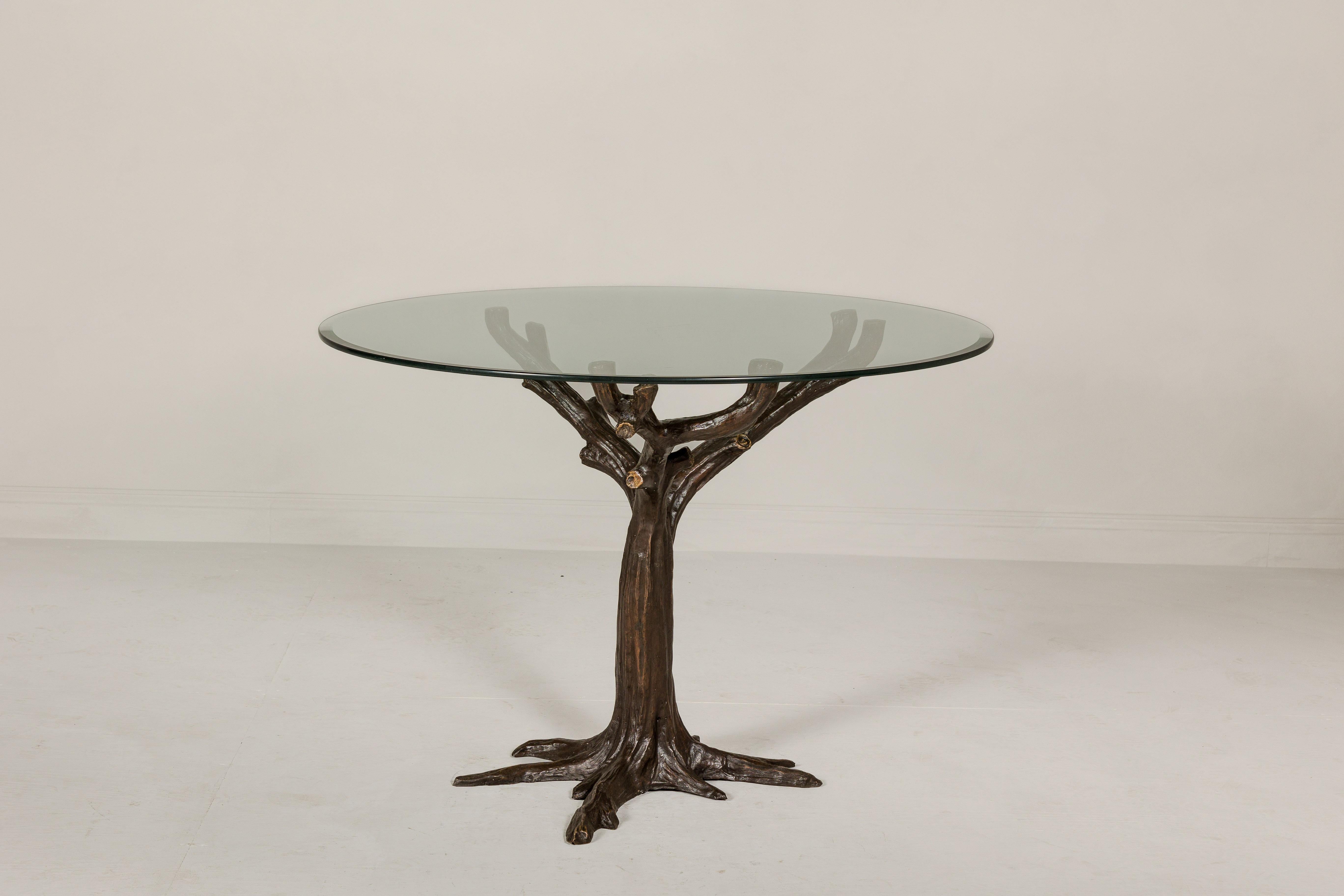 Bronze Tree Table Base with Rich Dark Brown Patina, Glass Top not Included  For Sale 1