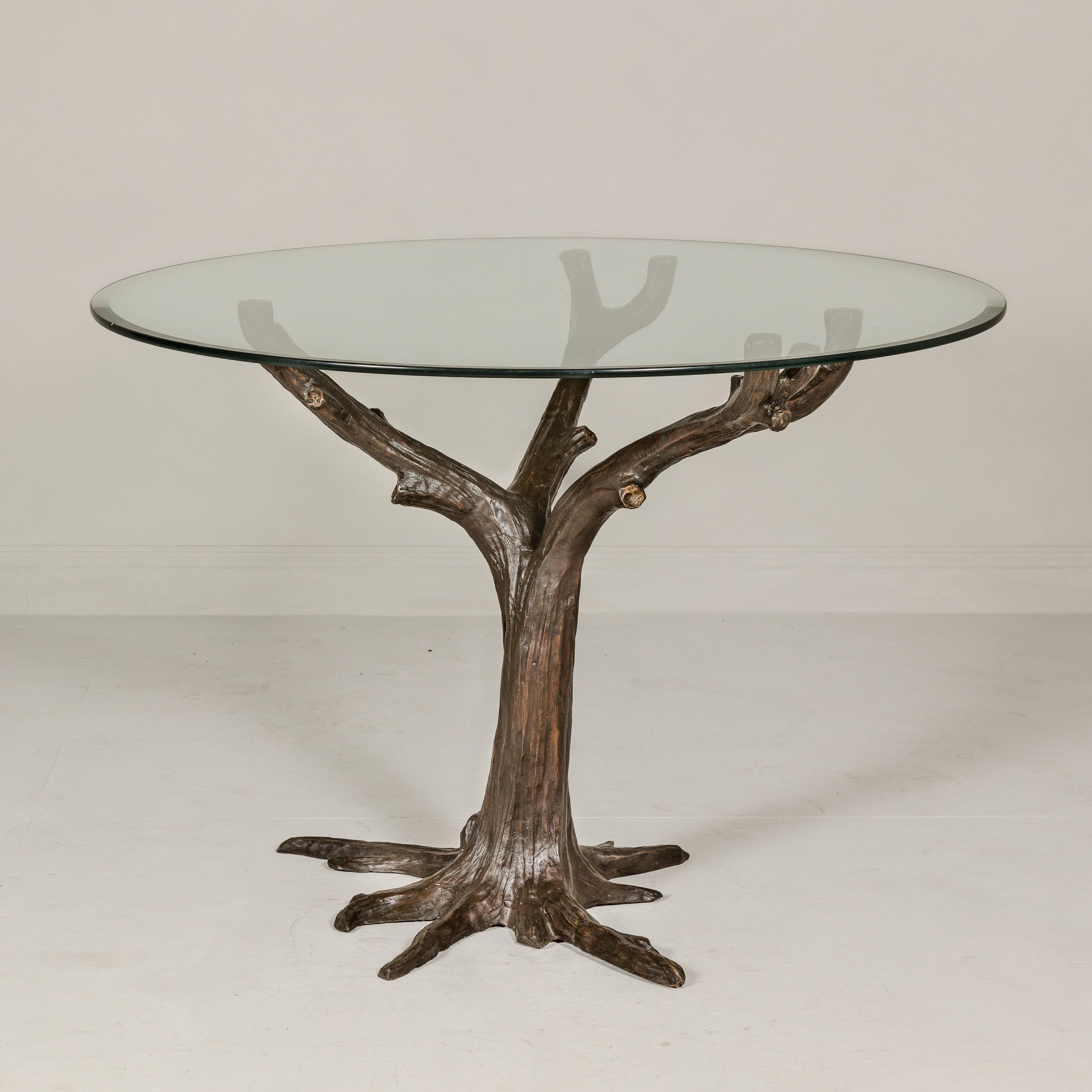Base de table en bronze avec patine riche en Brown foncé, plateau en verre non inclus  en vente 3