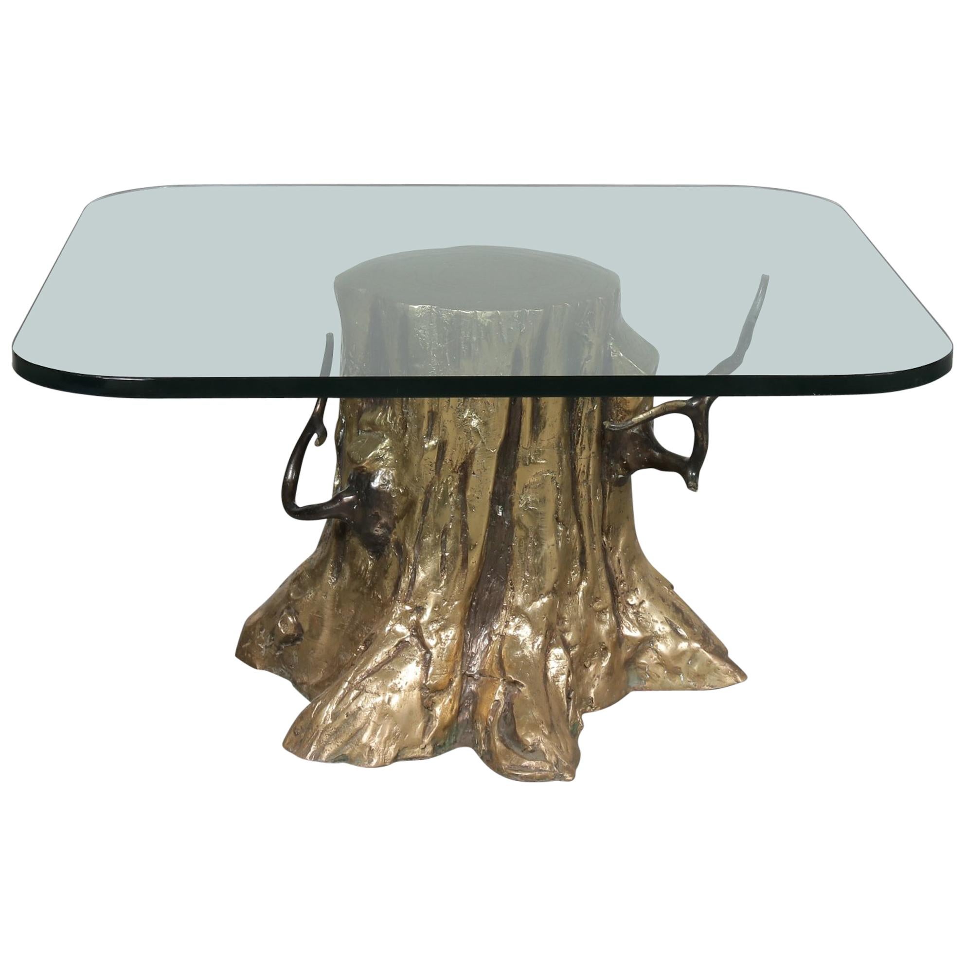 Bronze Tree Trunk Coffee Table, 1980