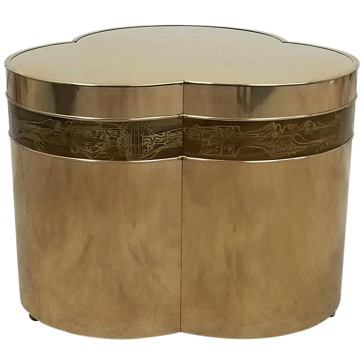 Bronze Trefoil Side or Coffee Table Base by Bernhard Rohne for Mastercraft