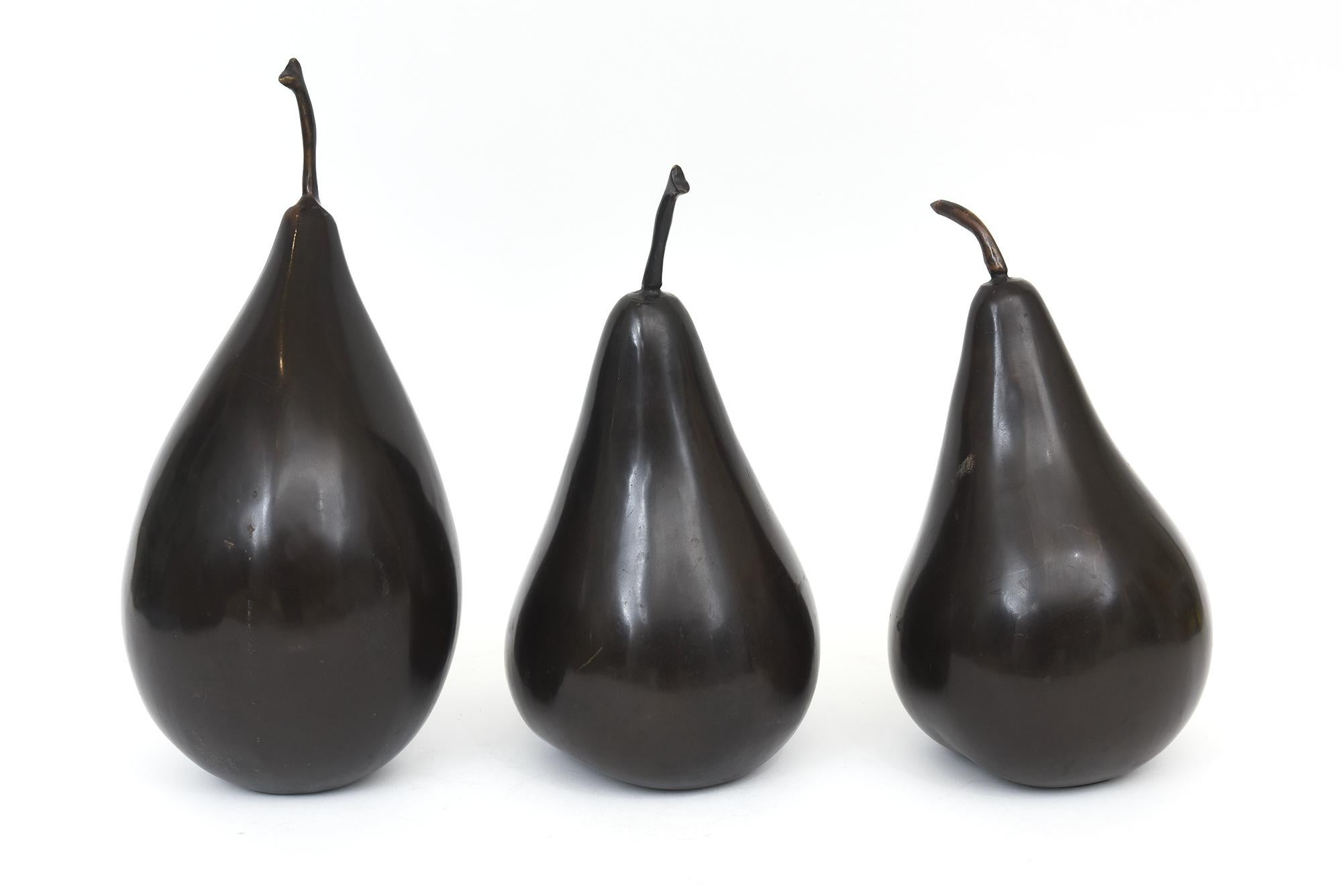 Bronze Trio Of Large Abstract Pear Sculptures For Sale 6