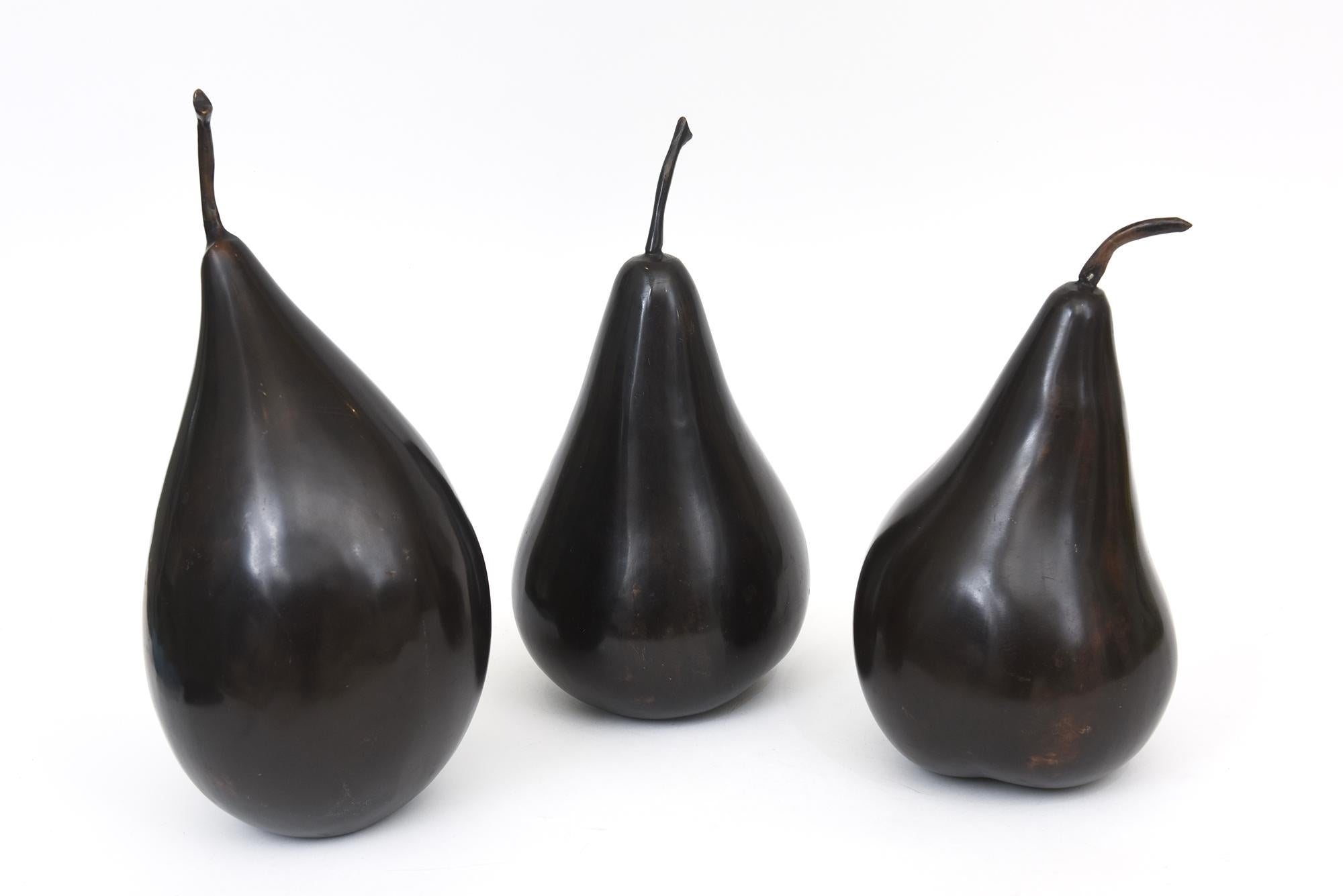 American Bronze Trio Of Large Abstract Pear Sculptures For Sale