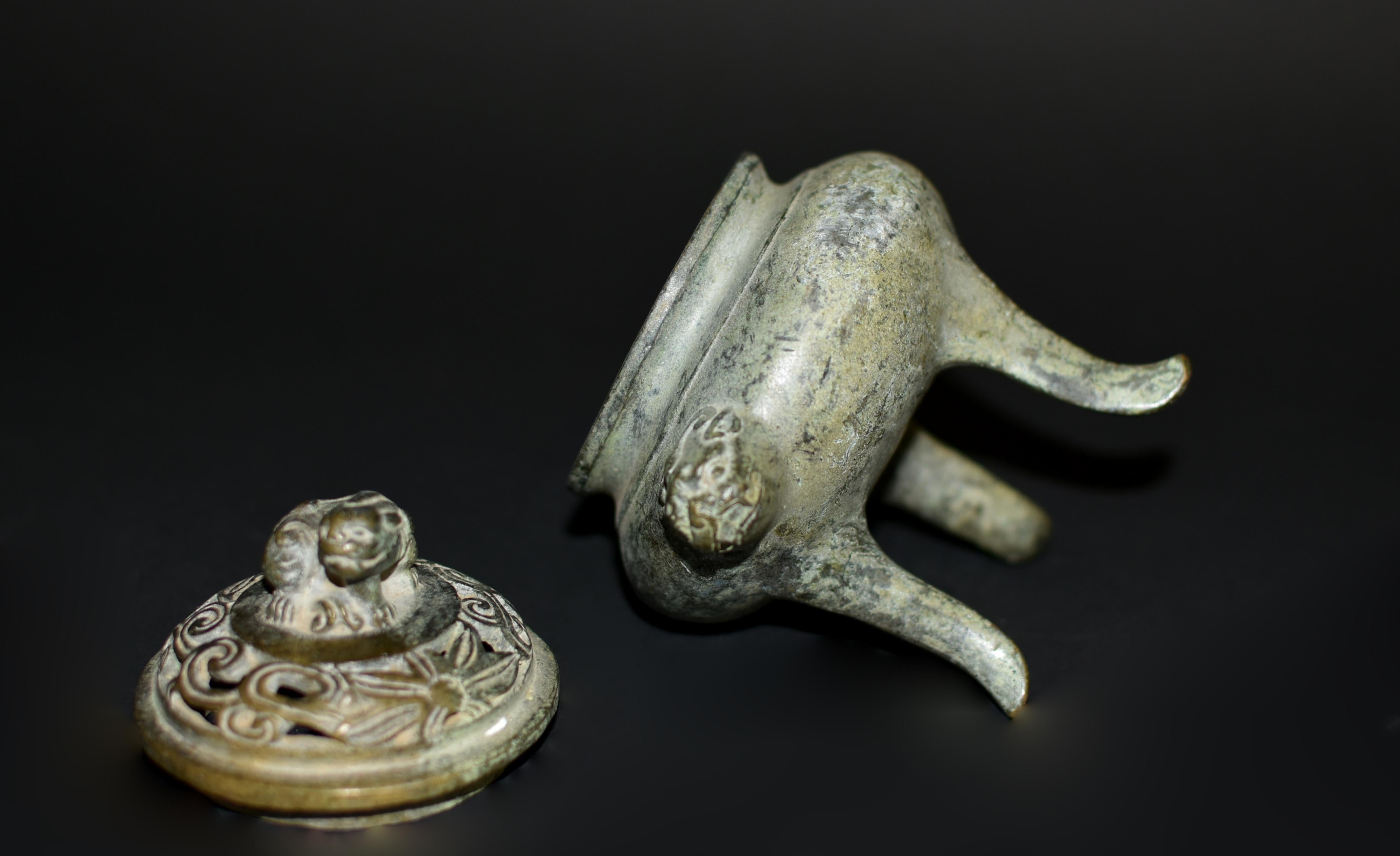 Bronze Tripod Censer Foo Dog Lion Incense Burner 4