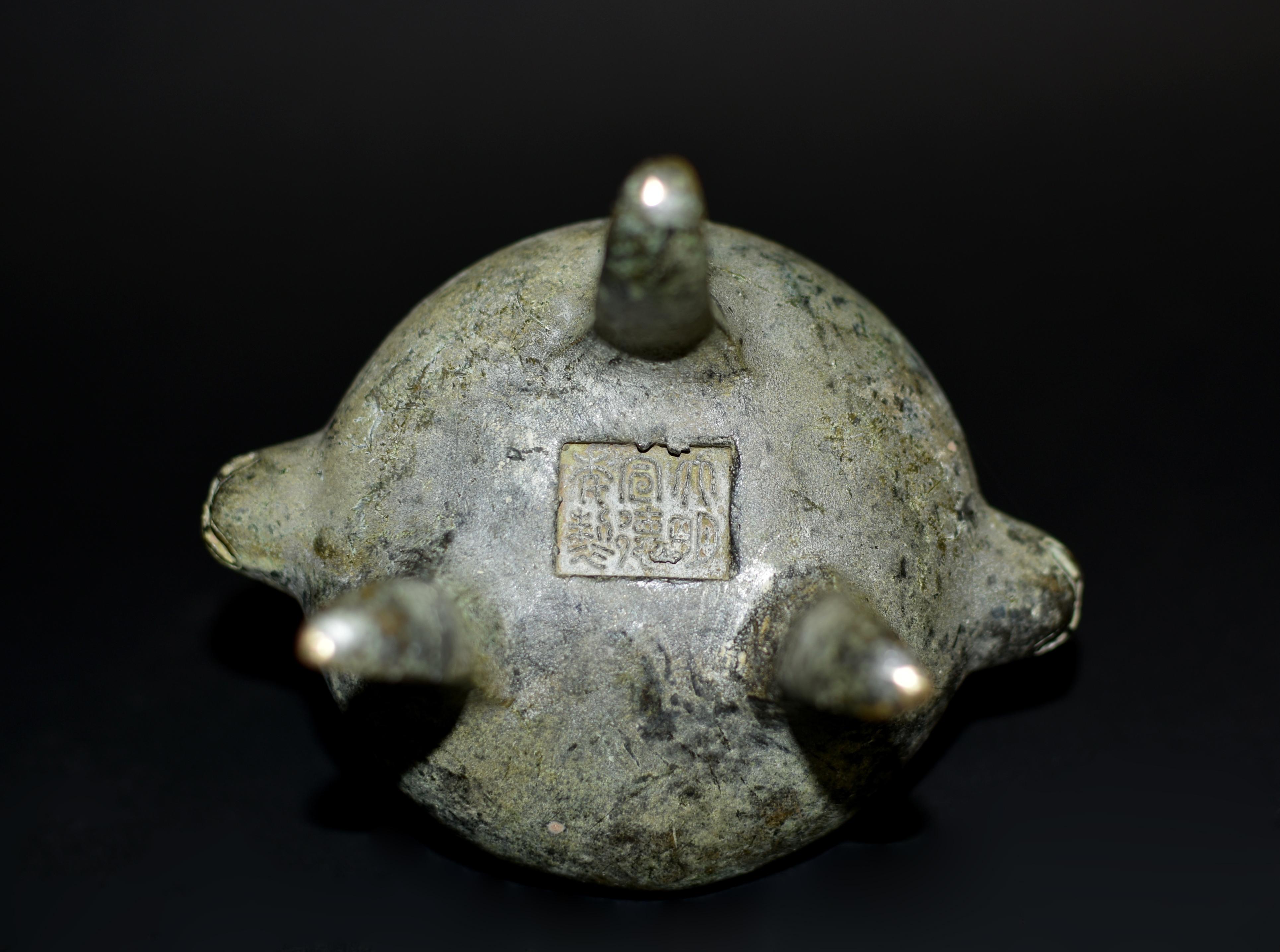 Bronze Tripod Censer Foo Dog Lion Incense Burner 8