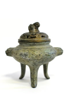 Incensiere treppiede in bronzo Foo Dog Lion