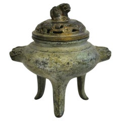 Bronze Tripod Censer Foo Dog Lion Incense Burner