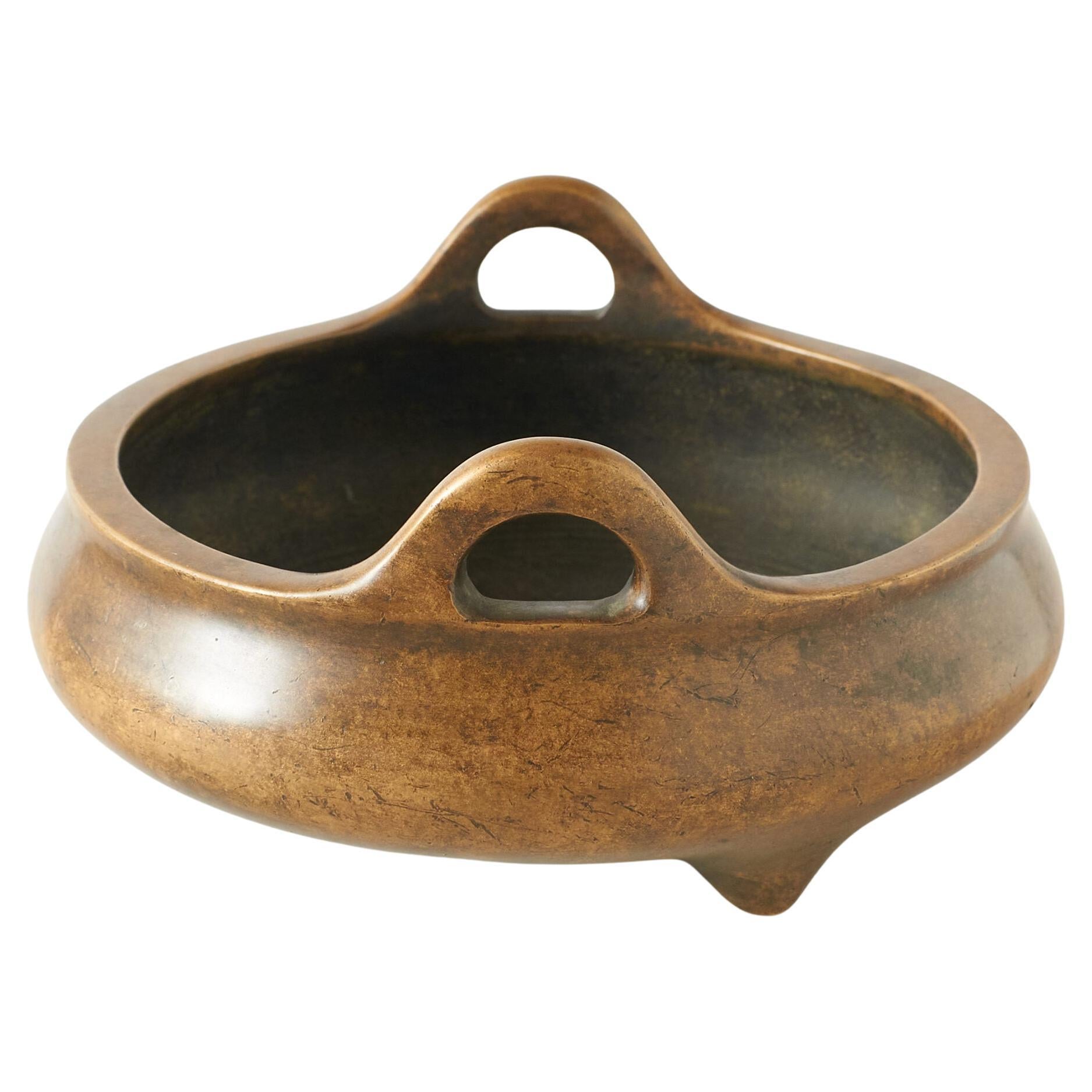 Bronze Tripod Censer with Double Ears For Sale