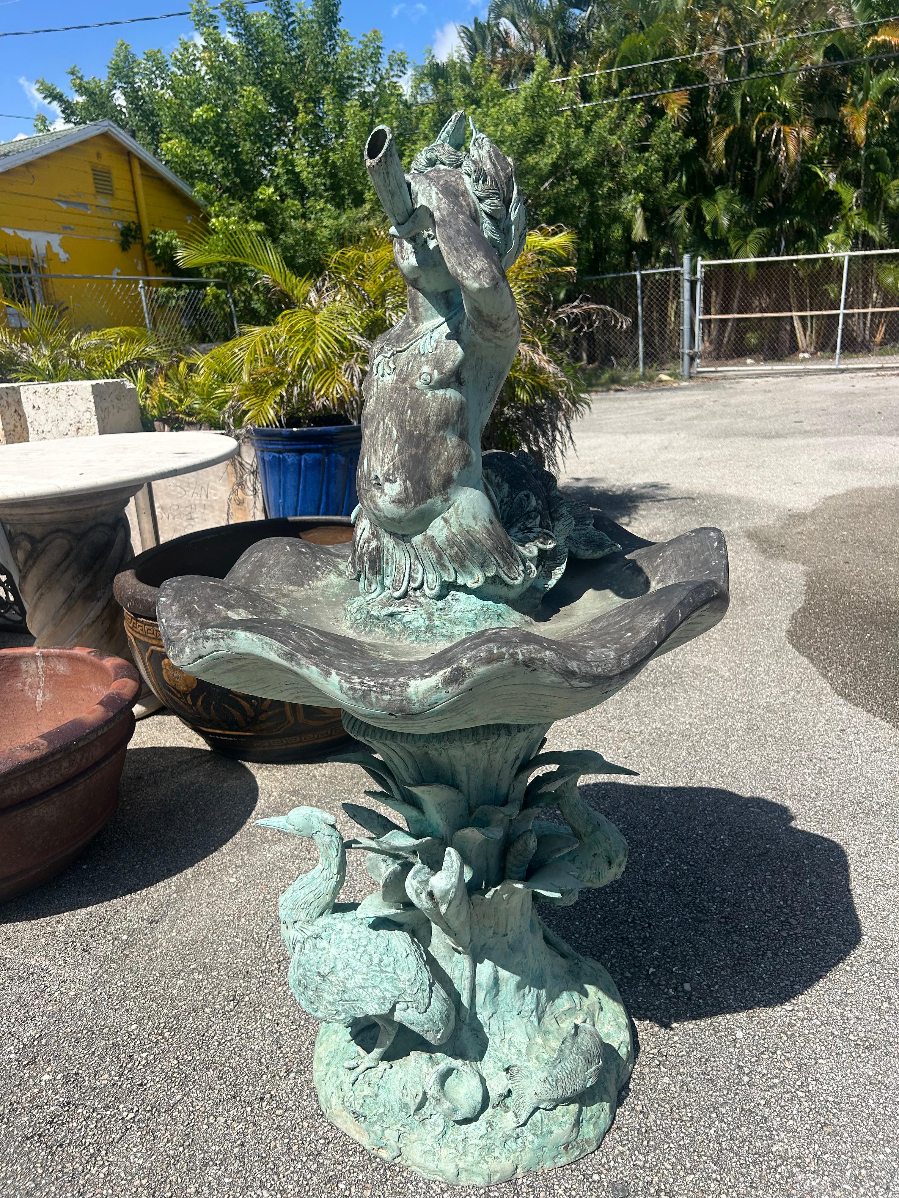 Fuente Tritón de bronce Italiano en venta