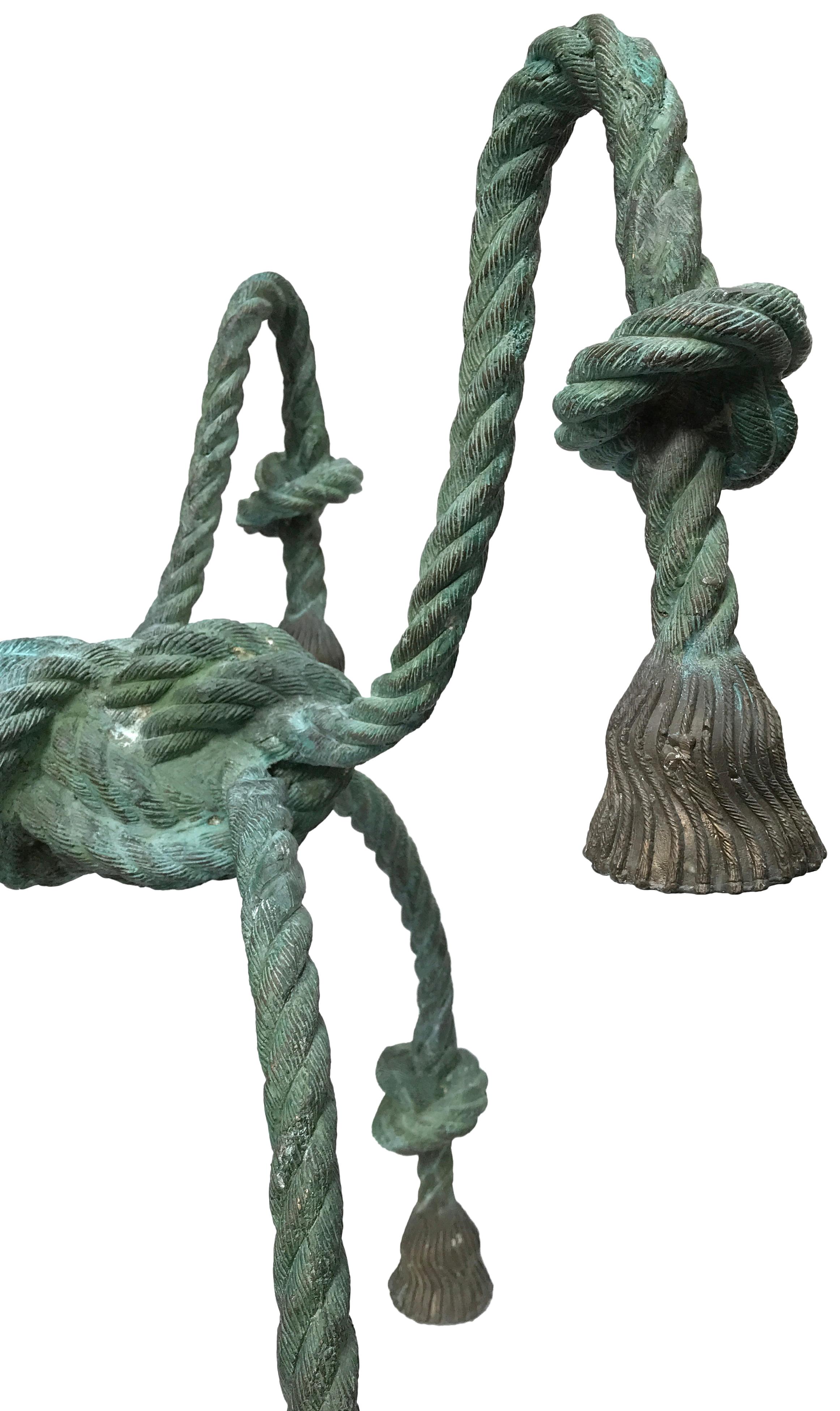 Cast Bronze Trompe l'oeil Rope and Tassels Table Base For Sale