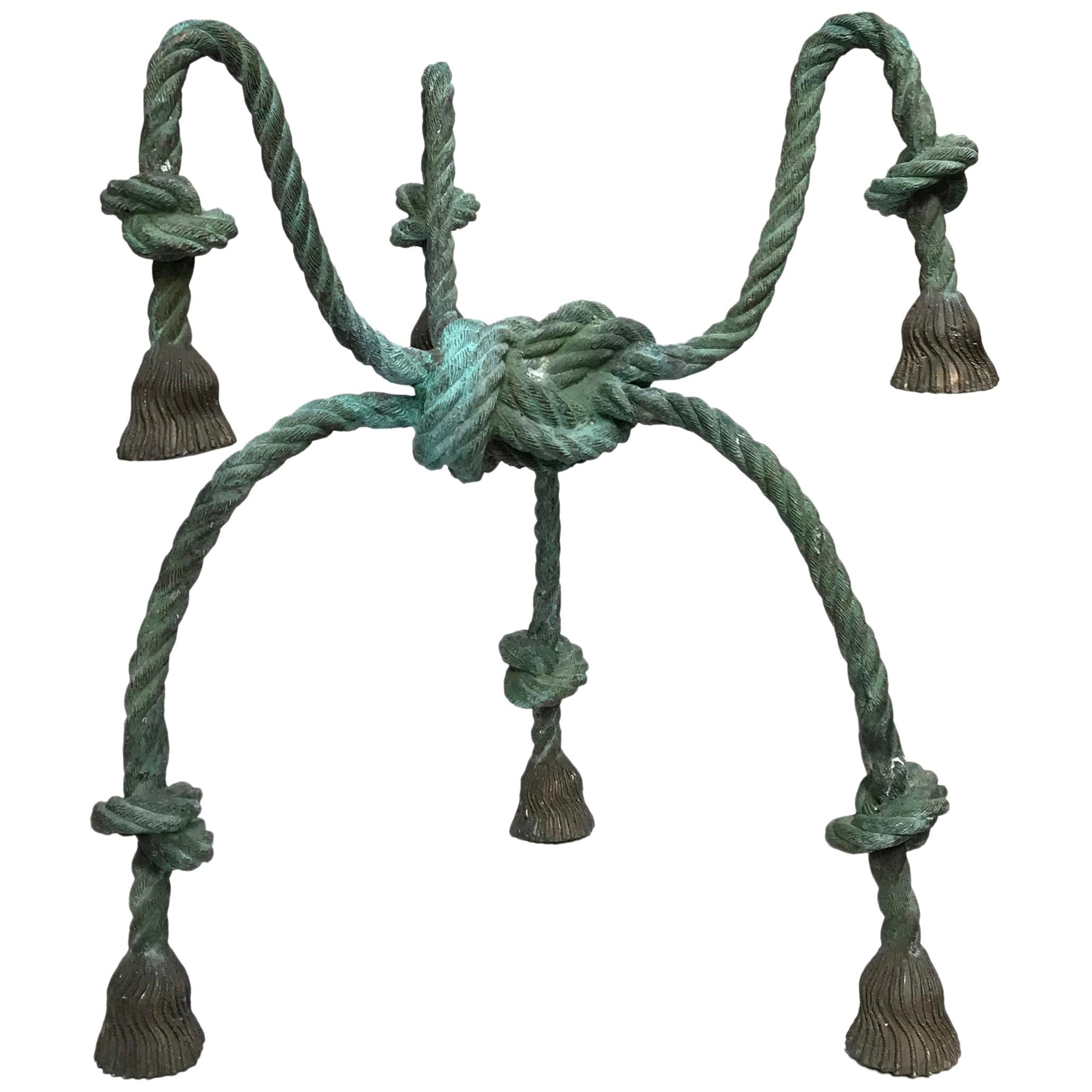 Bronze Trompe l'oeil Rope and Tassels Table Base For Sale