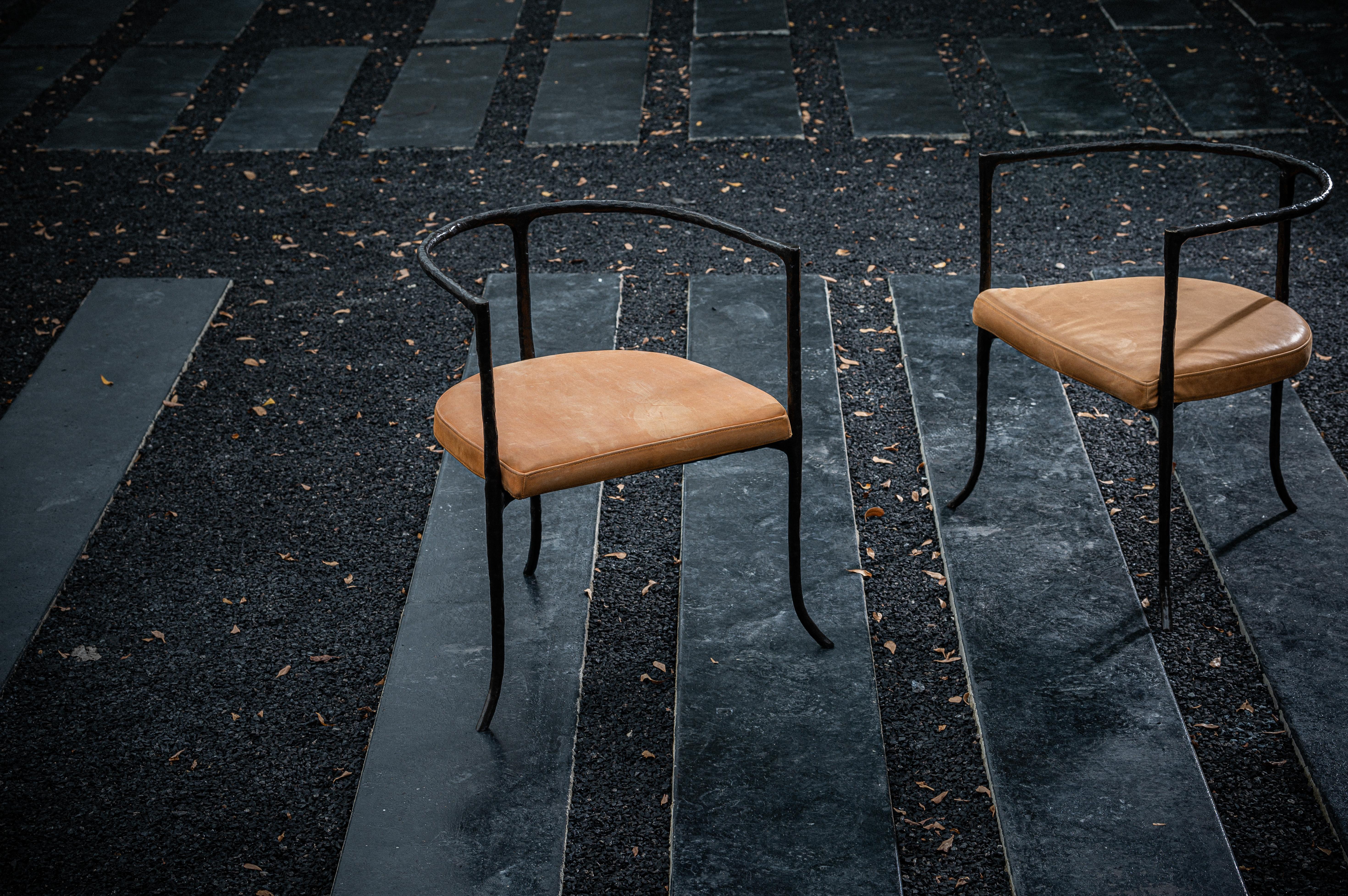Sedia Twig in bronzo fuso con seduta in pelle di Elan Atelier (in preordine) in vendita 3