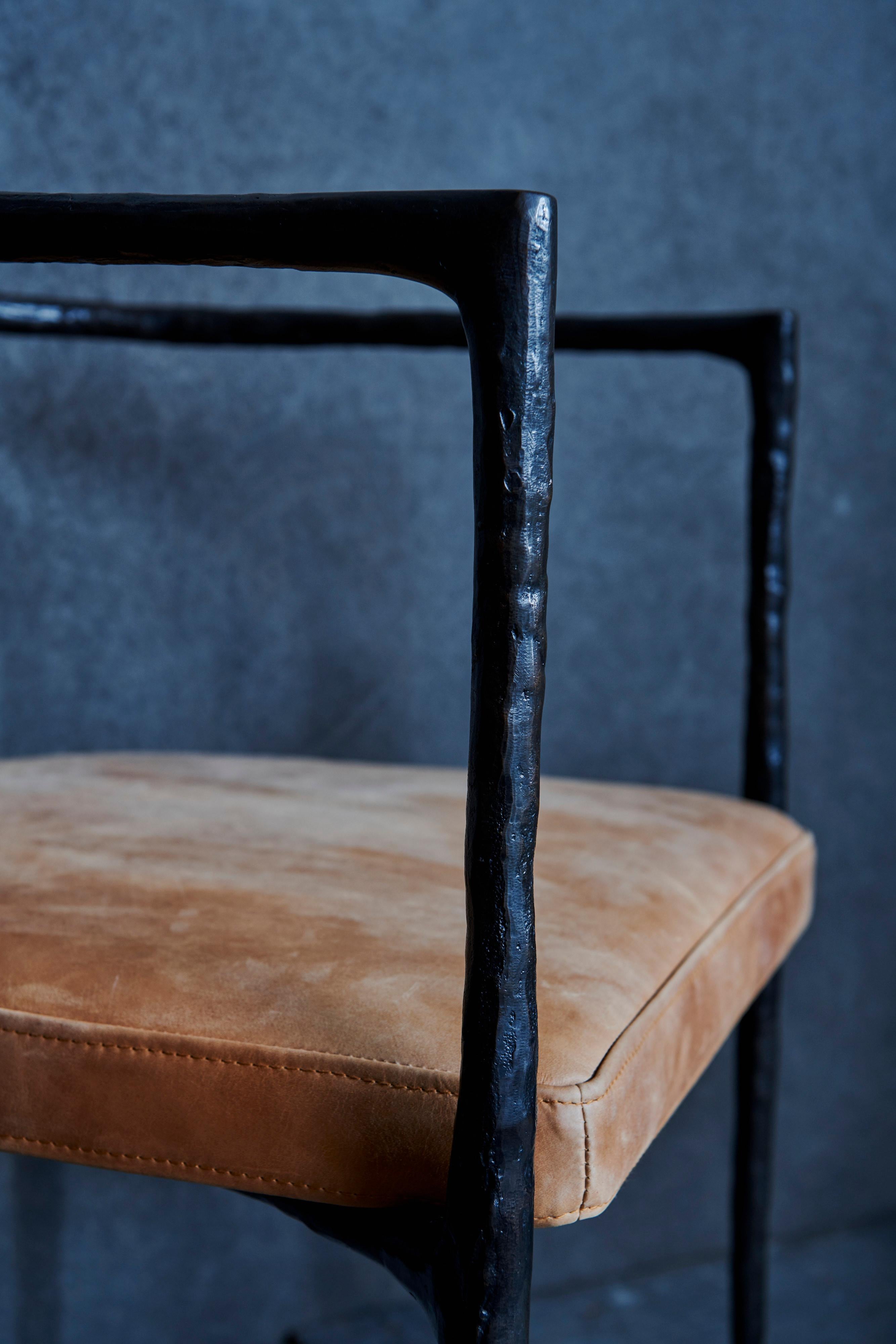 Twig Side Chair in Cast Bronze with Leather Seat by Elan Atelier (Preorder) For Sale 1