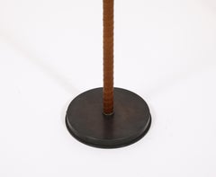 Lampadaires enveloppés de cuir torsadé et bronze, Espagne, années 1950