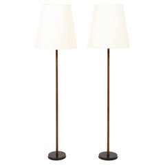 Vintage Bronze & Twist Leather Wrapped Floor Lamps, Spain 1950's