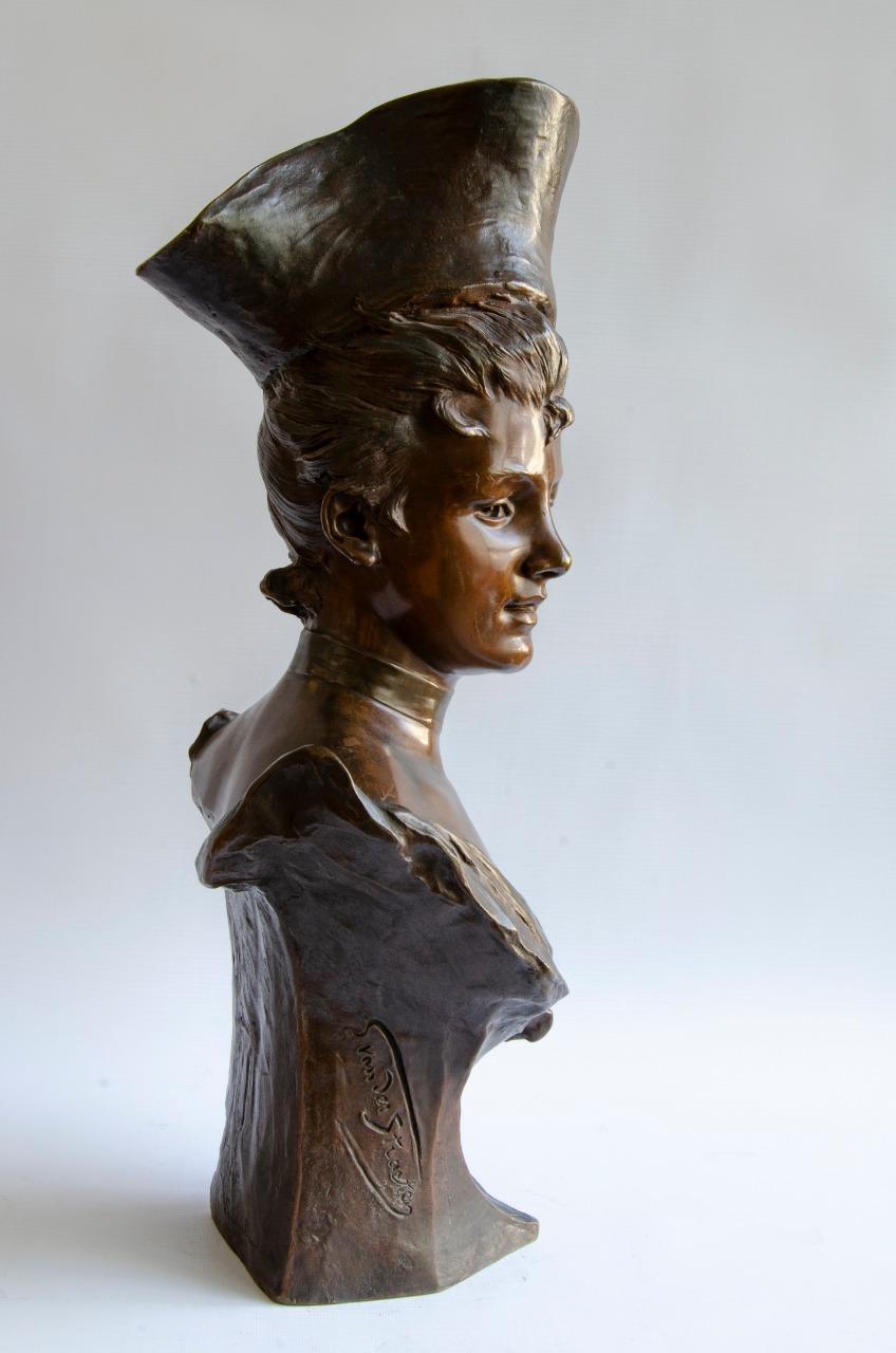 French Bronze Vander Straten Art Nouveau Bust