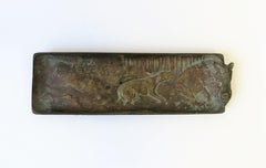 Bronze Tray with Animal Dog Hunting Scene