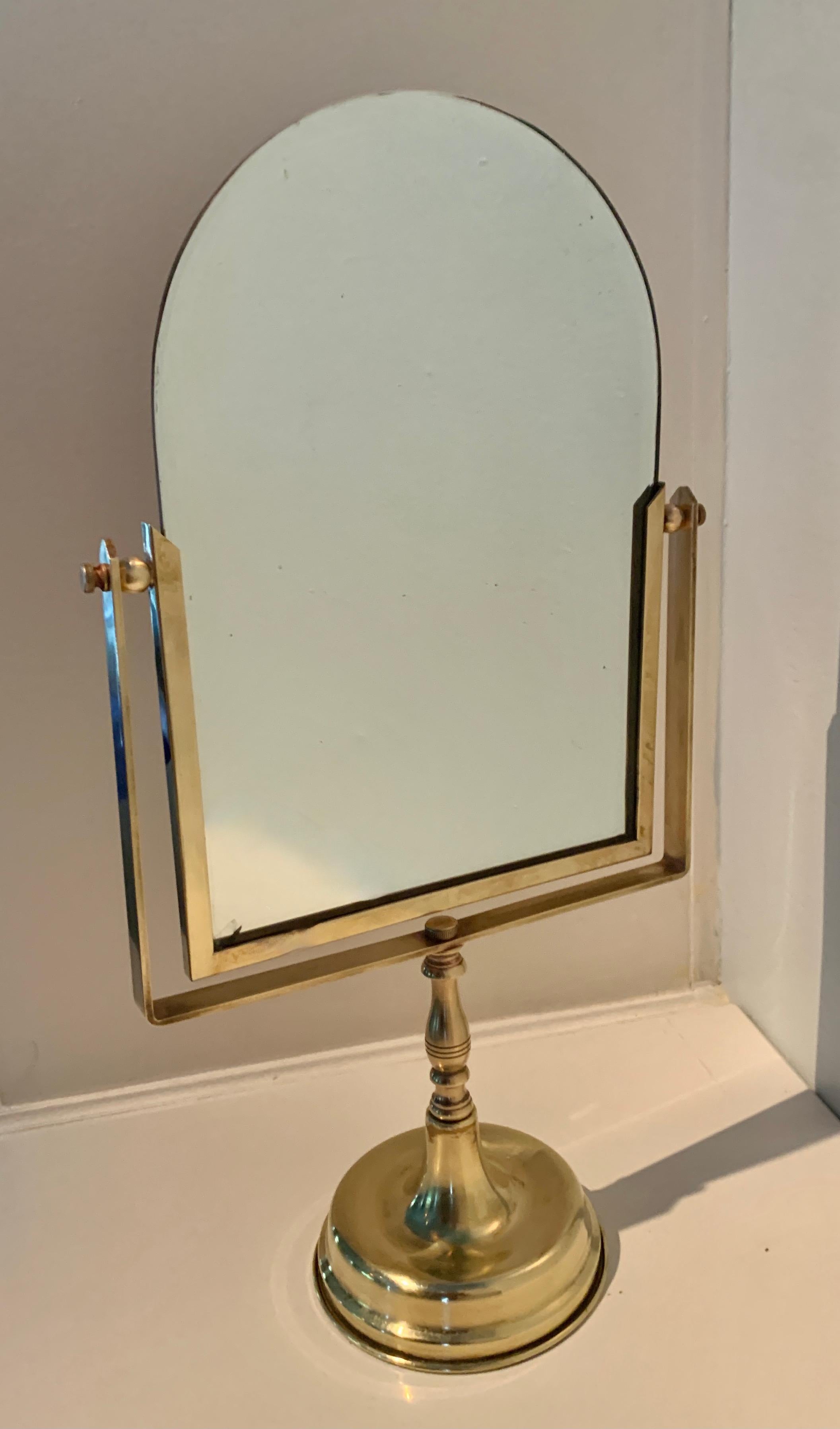 brass table mirror